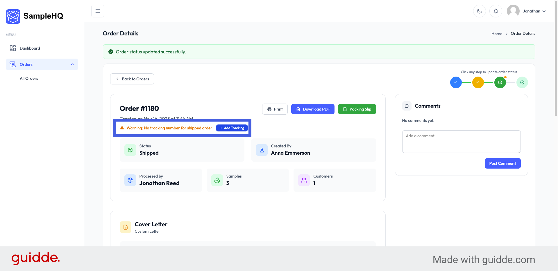 Add Tracking Information