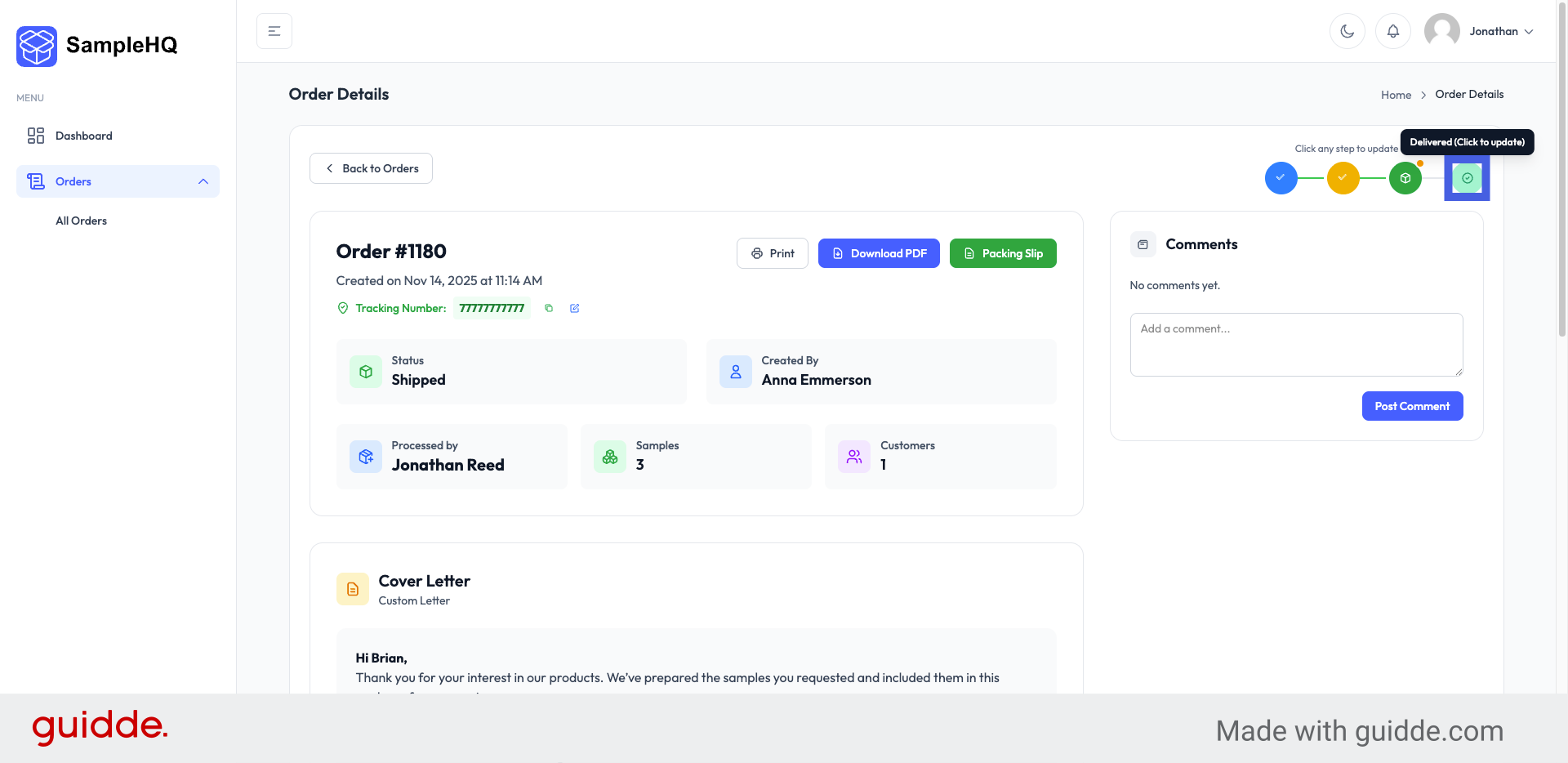 Finalize Order Update