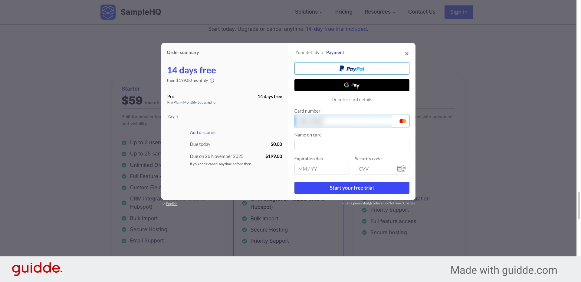 Enter Credit Card Details