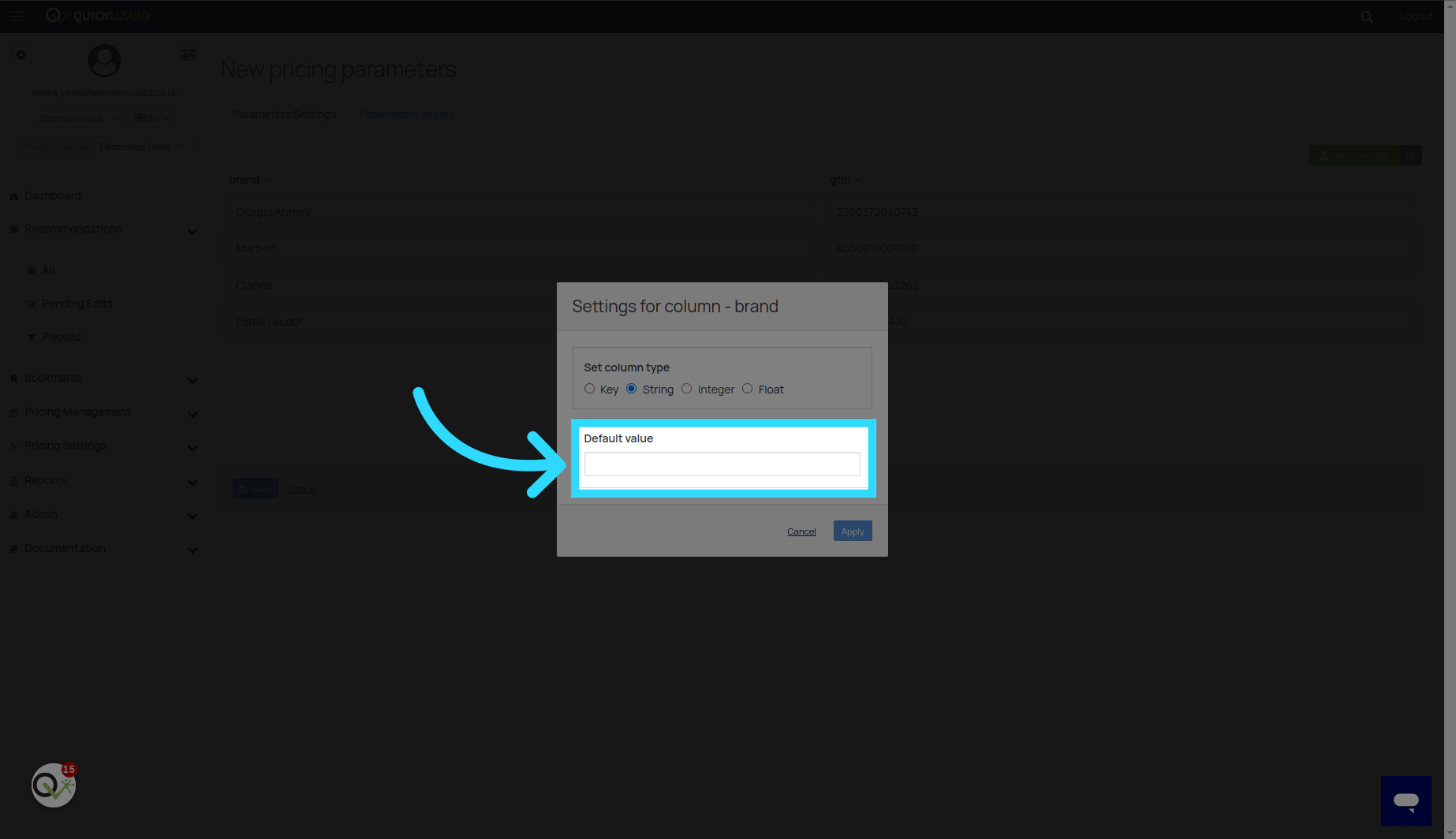 Click 'Integer'
