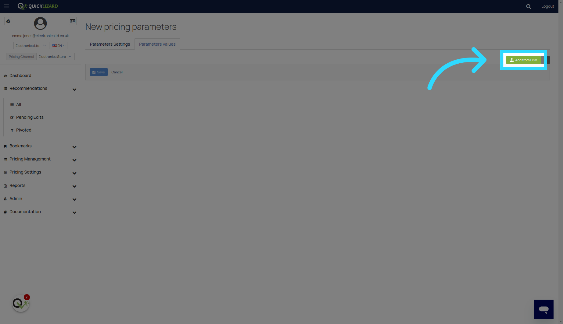 Click 'Add from CSV'