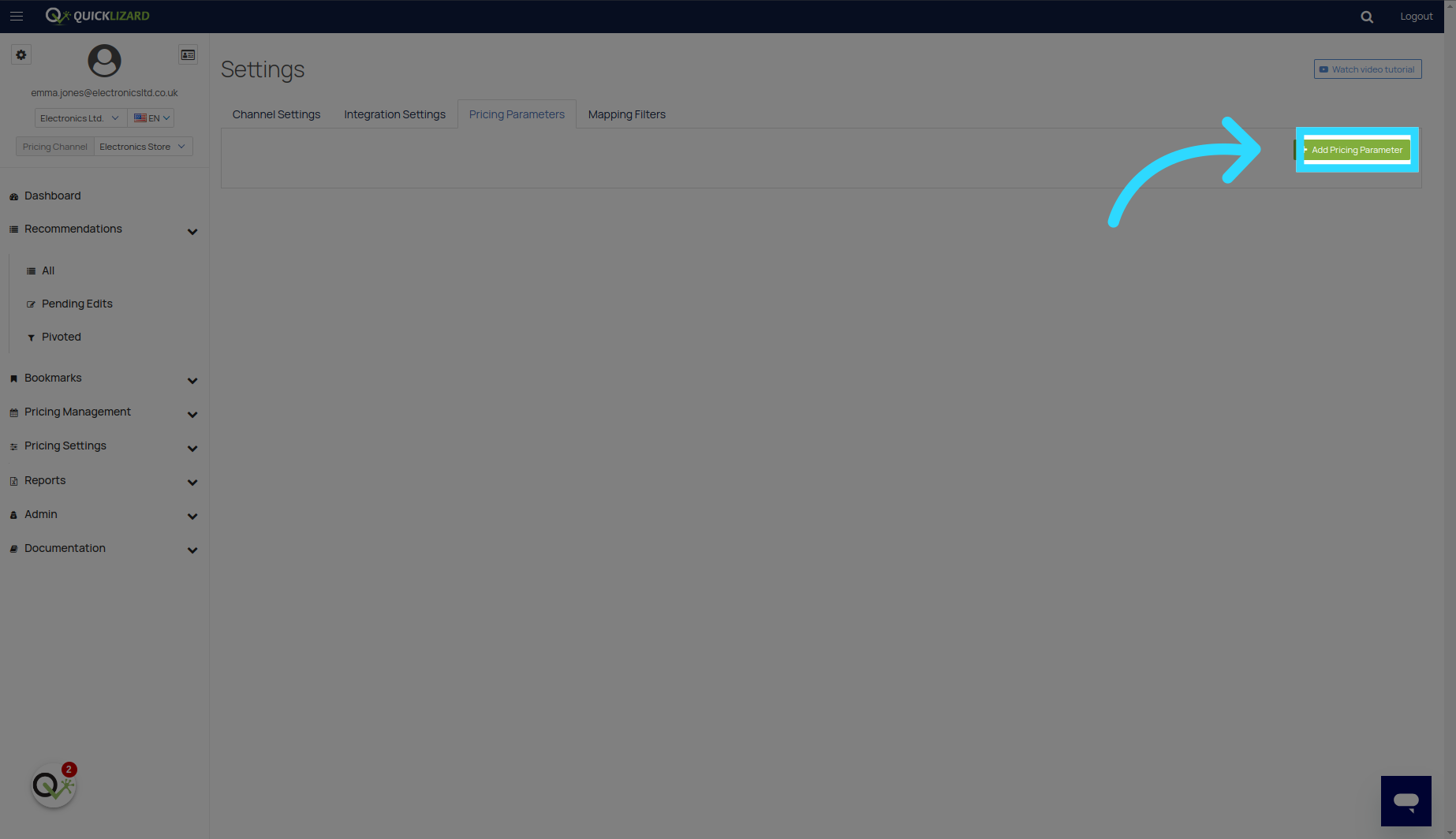 Click 'Add Pricing Parameter'