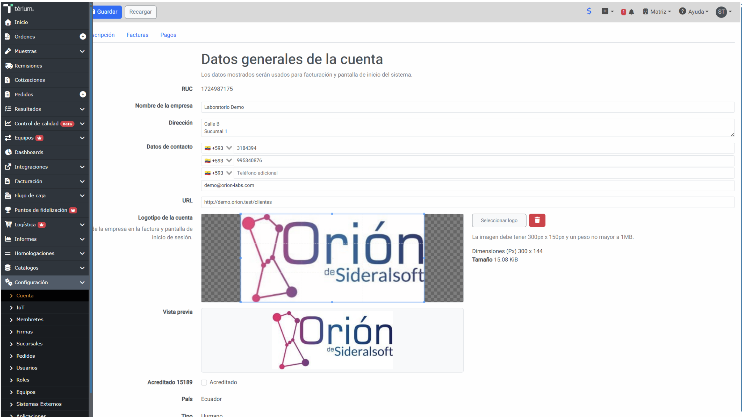 Acceso Menú Configuración