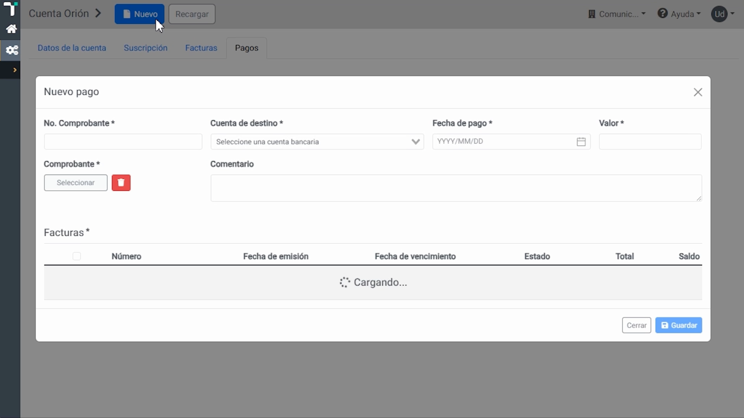 Formulario Nuevo Pago