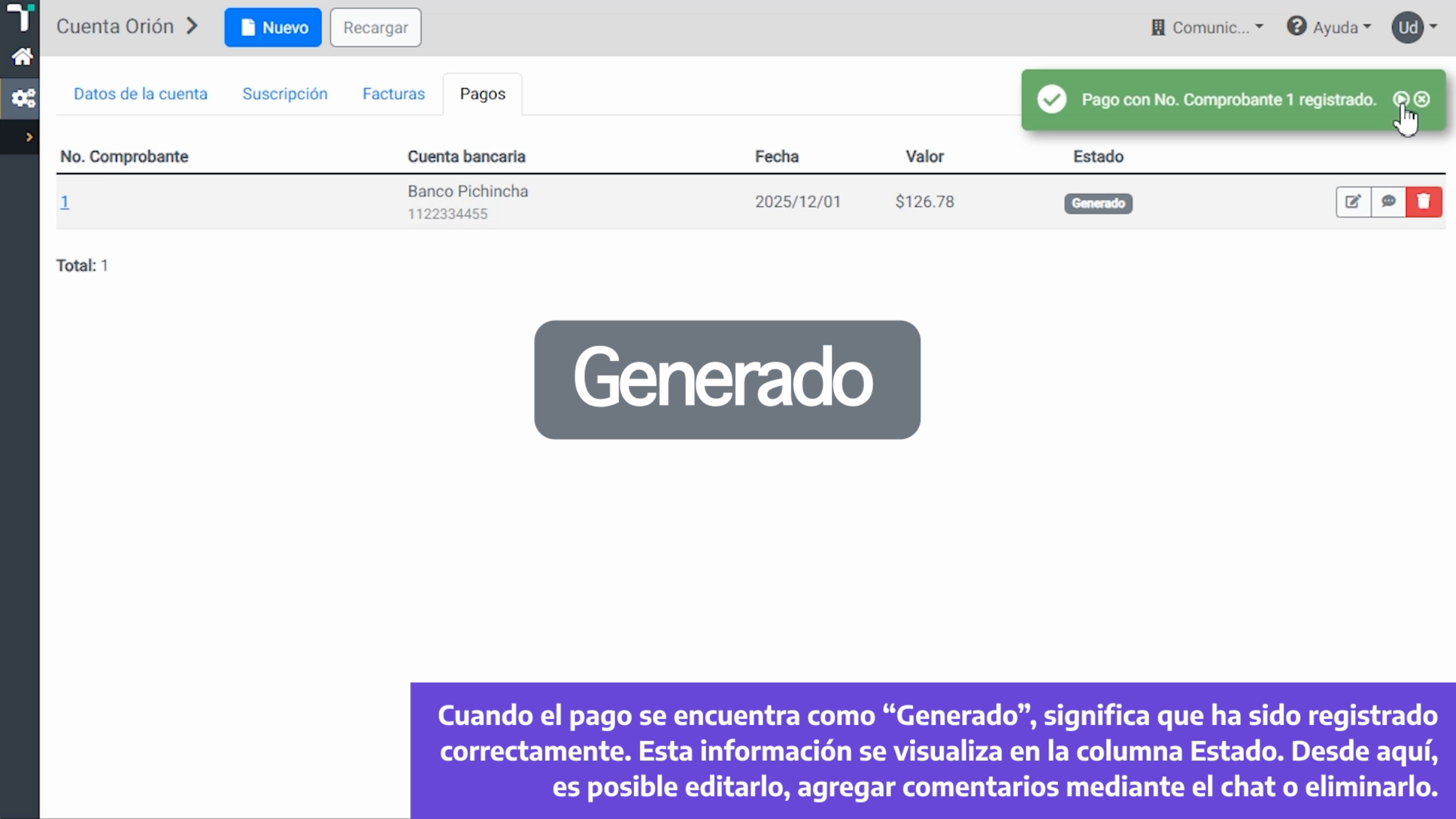 Estado Pago Generado