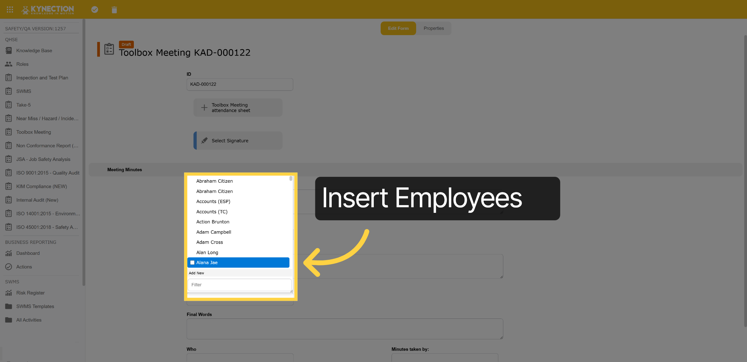 Insert Employees