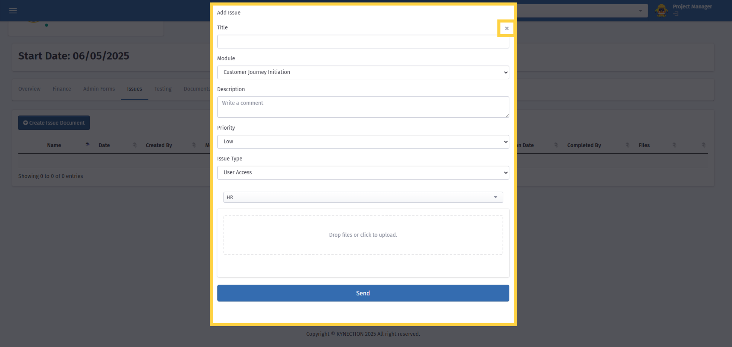 Adding an Issue
