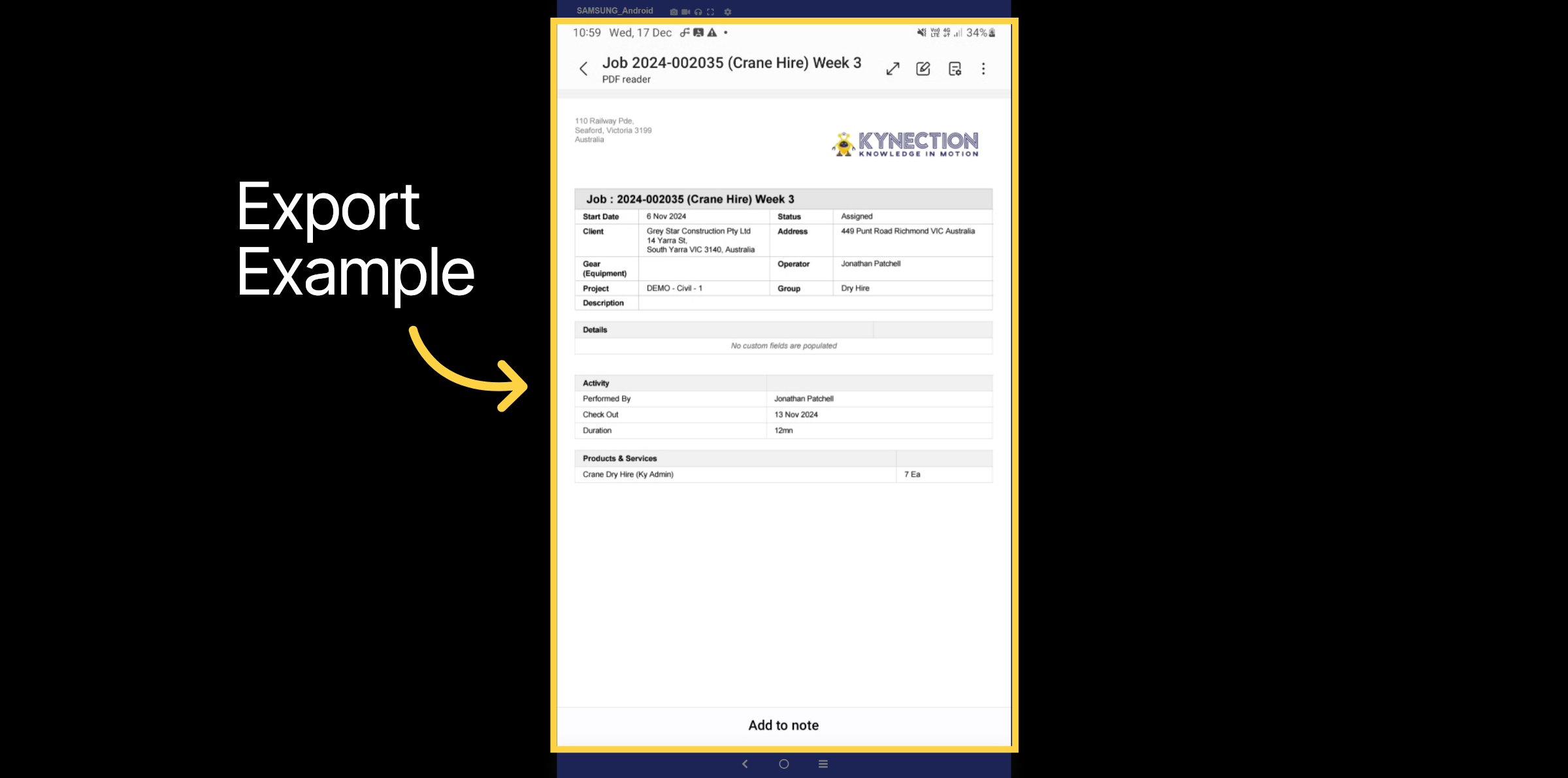 Job Export Example