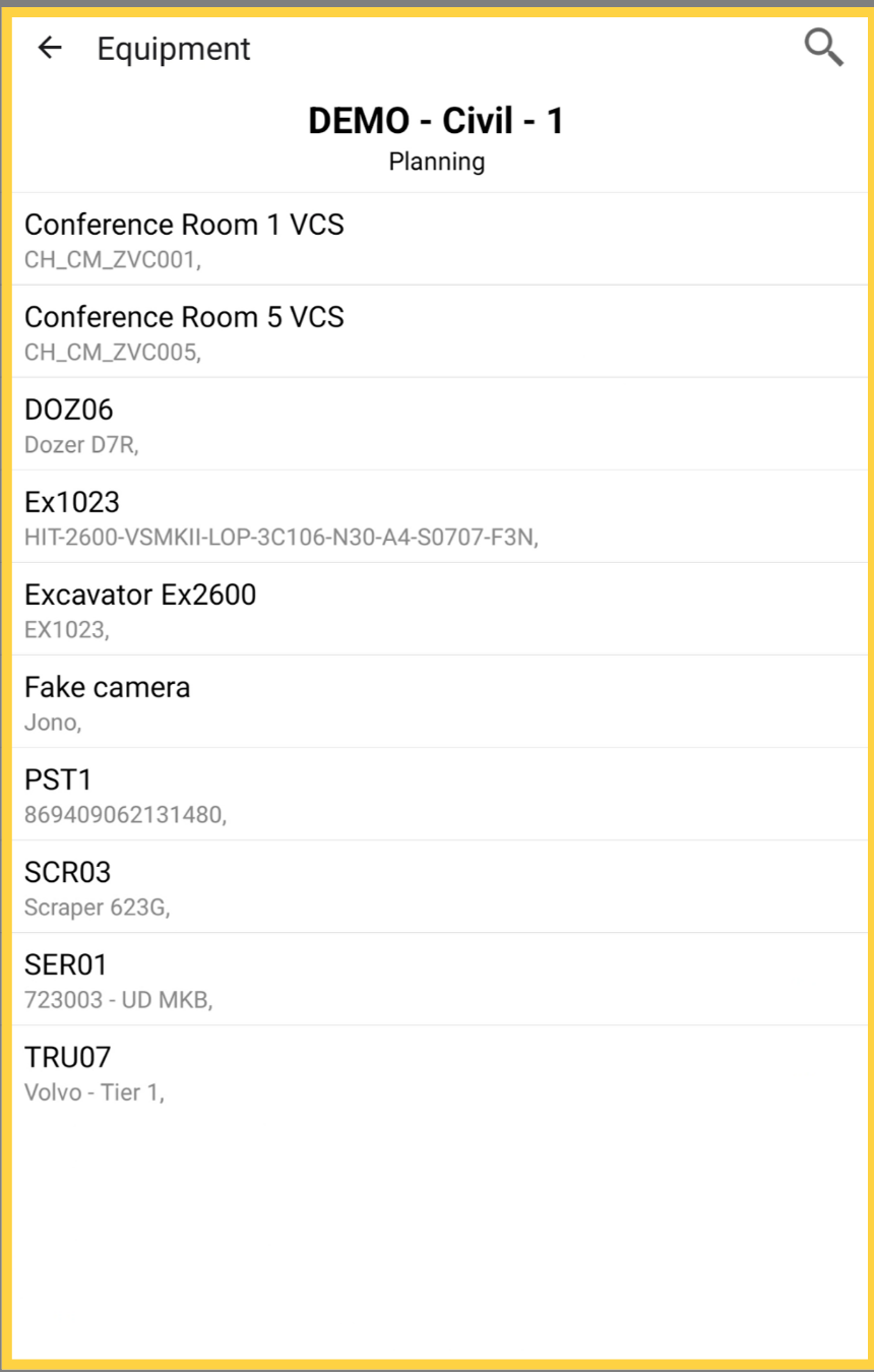 Equipment List