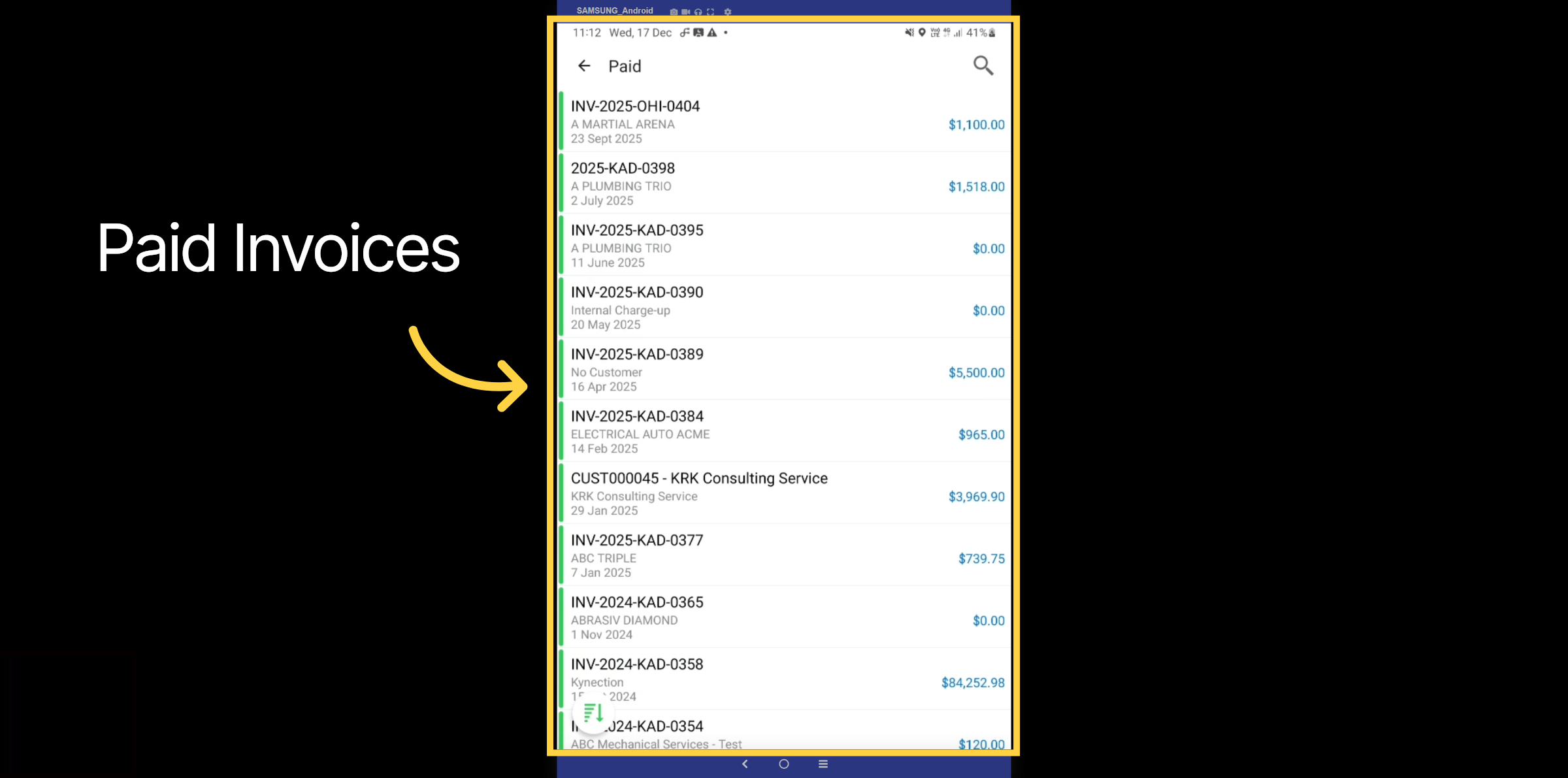 Paid Invoices