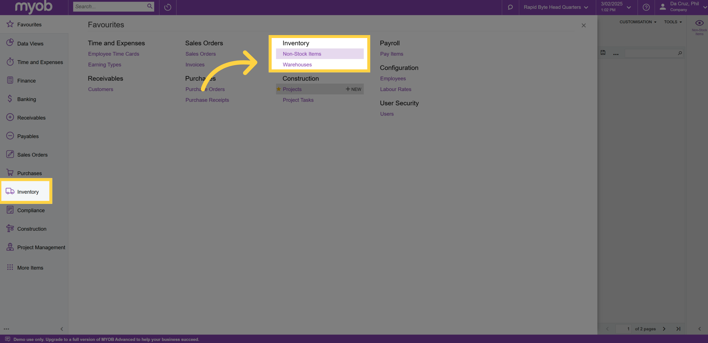 Myob Acumatica Non-Stock