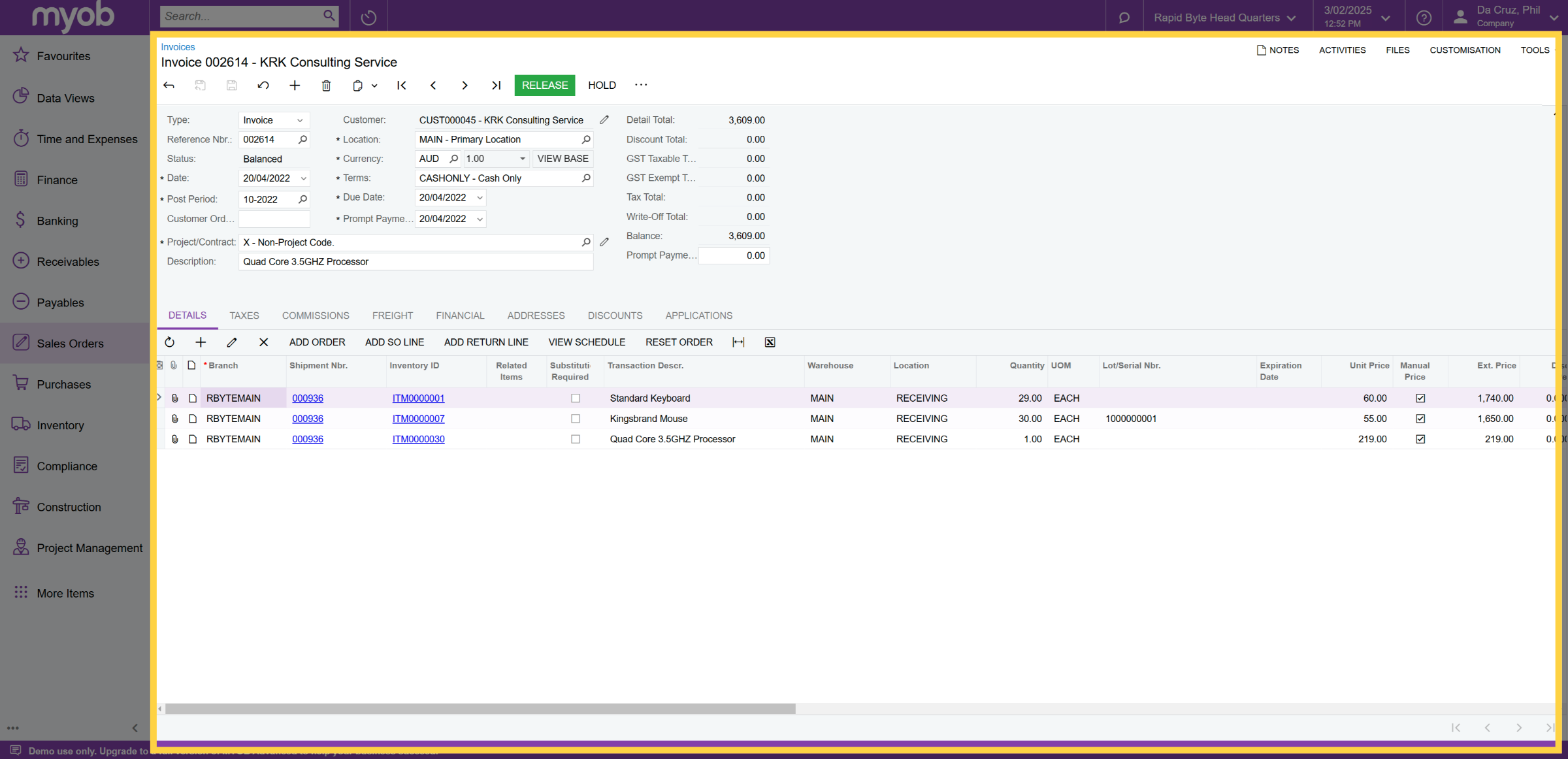 Invoice Details