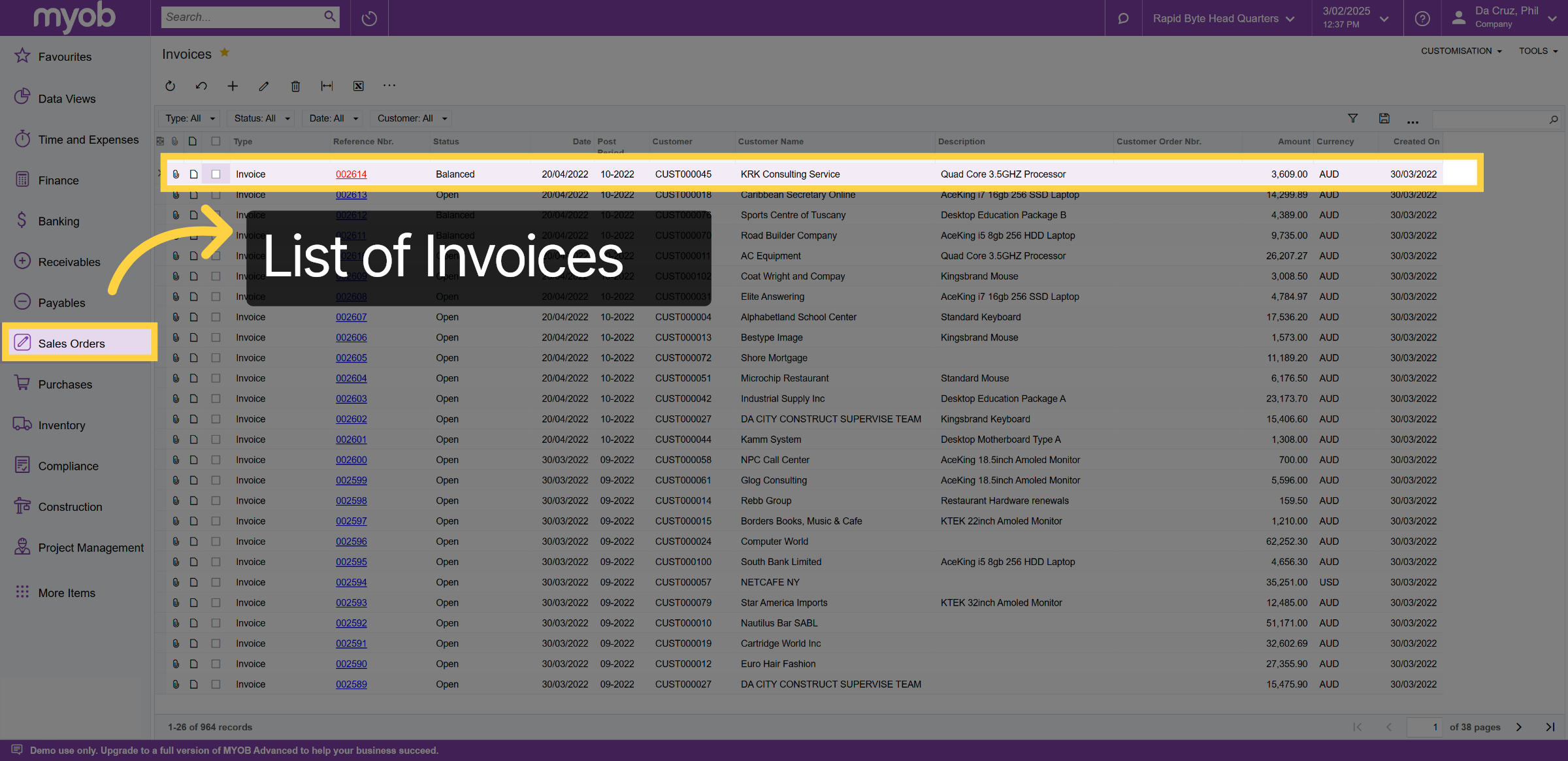 Invoice List