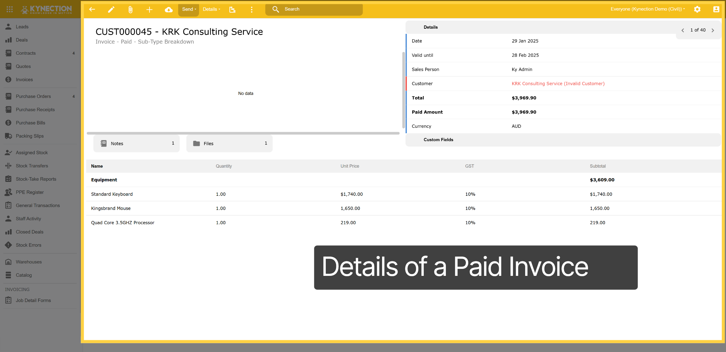 Details of Invoice