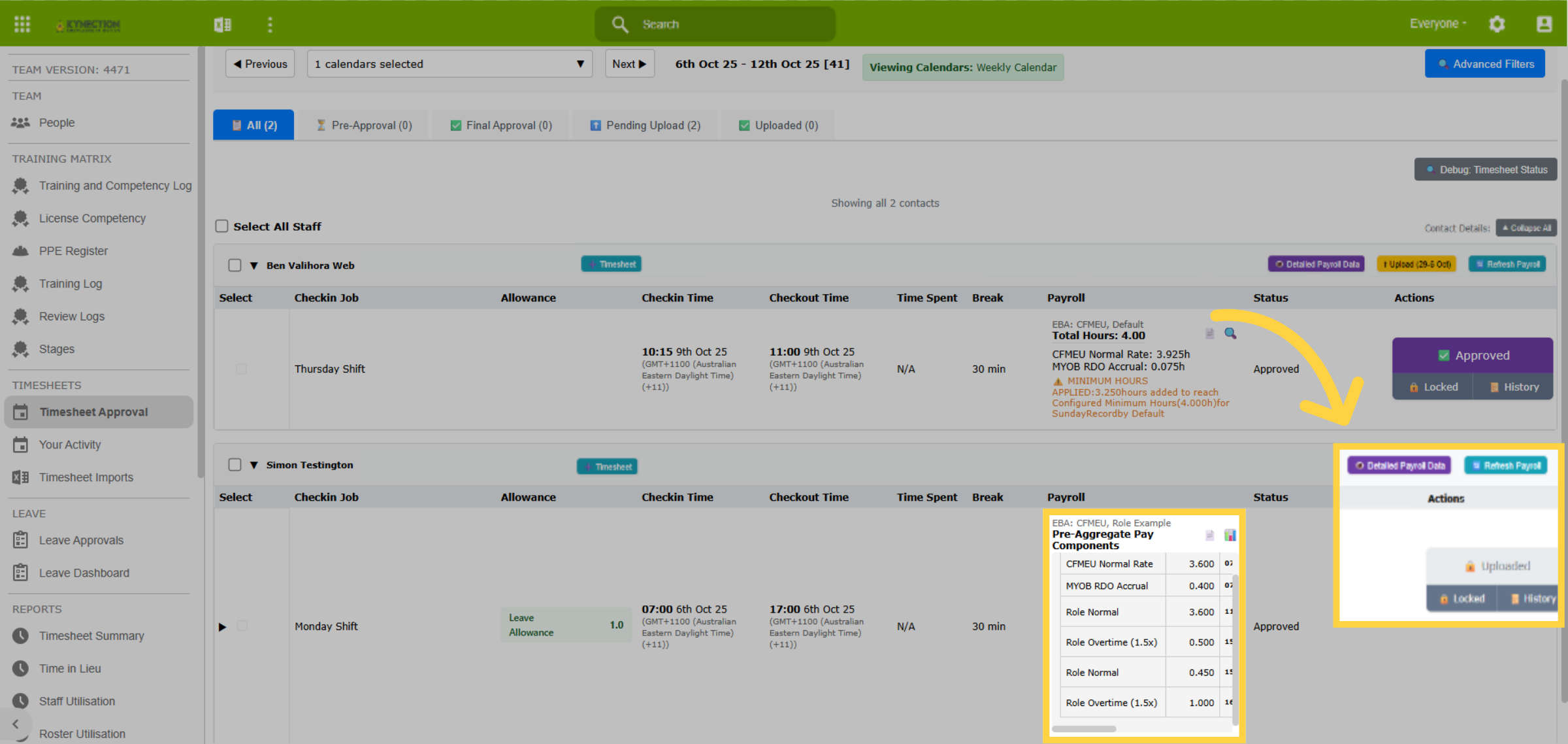 Uploaded Timesheets