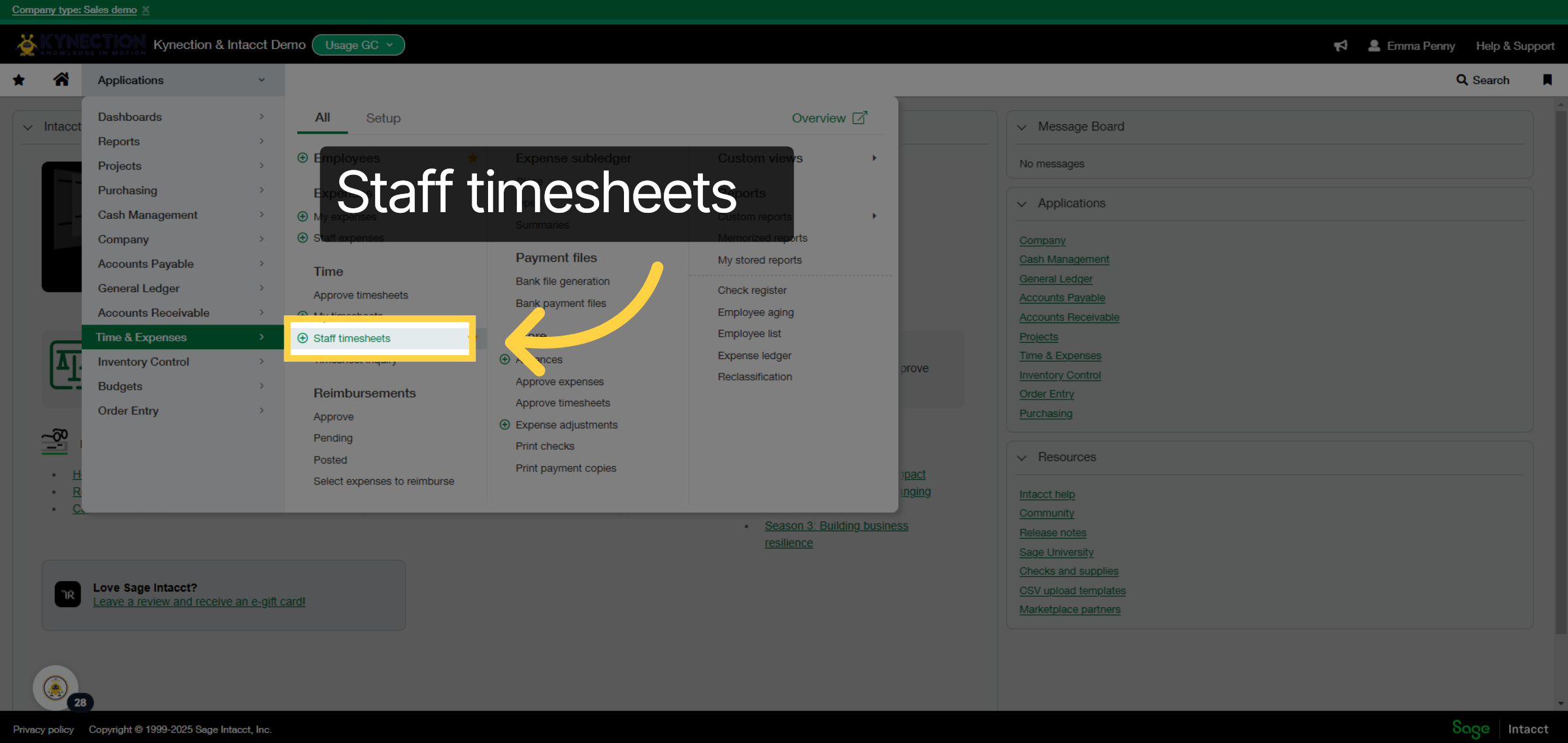 Staff timesheets