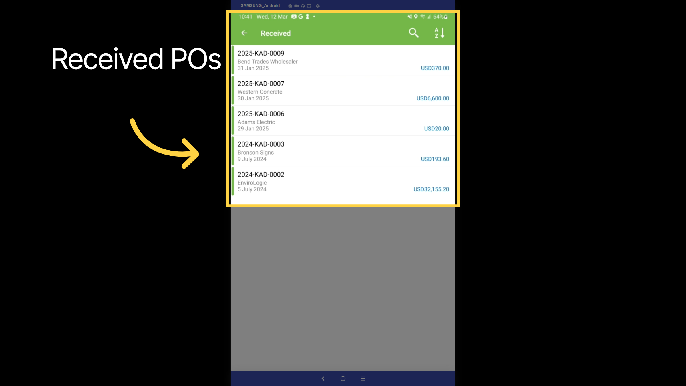 Received POs