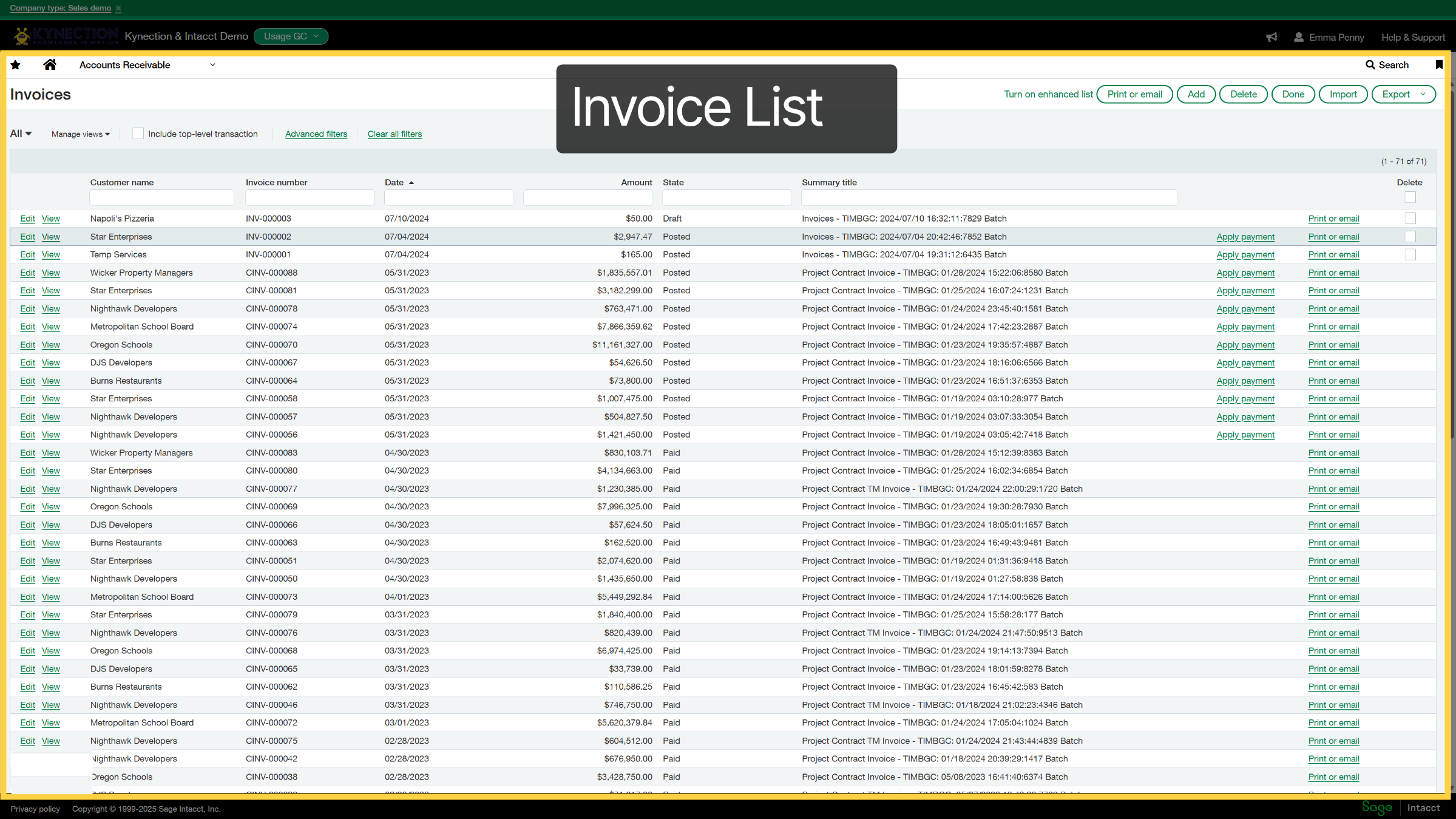 Invoice List