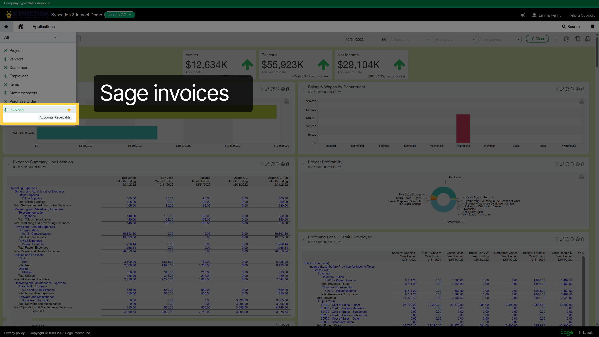 Sage invoices