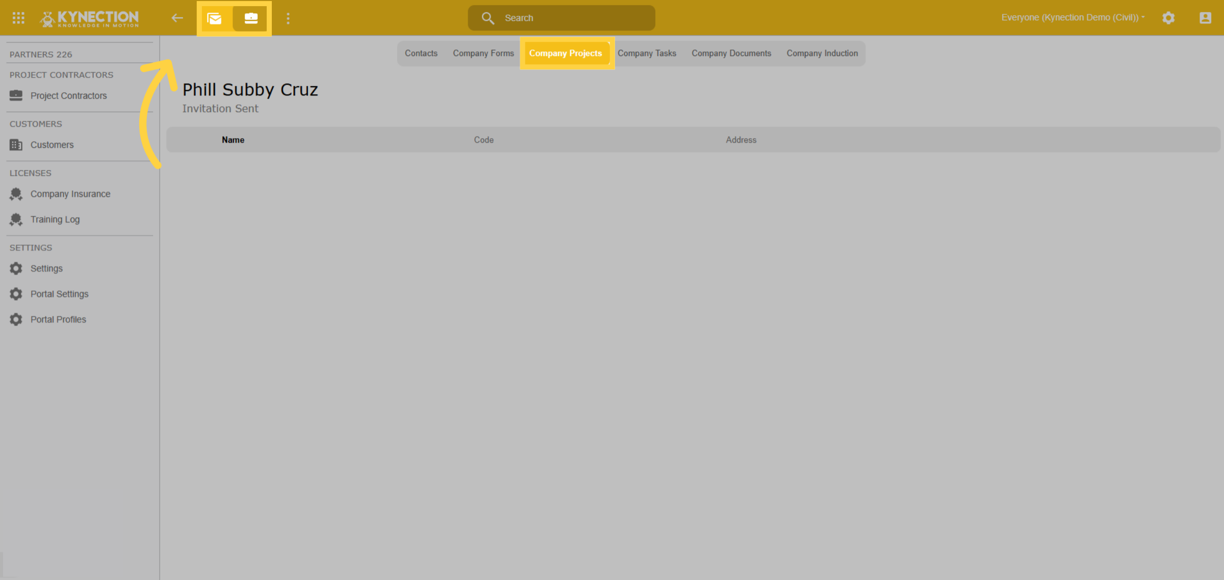 Project Tab