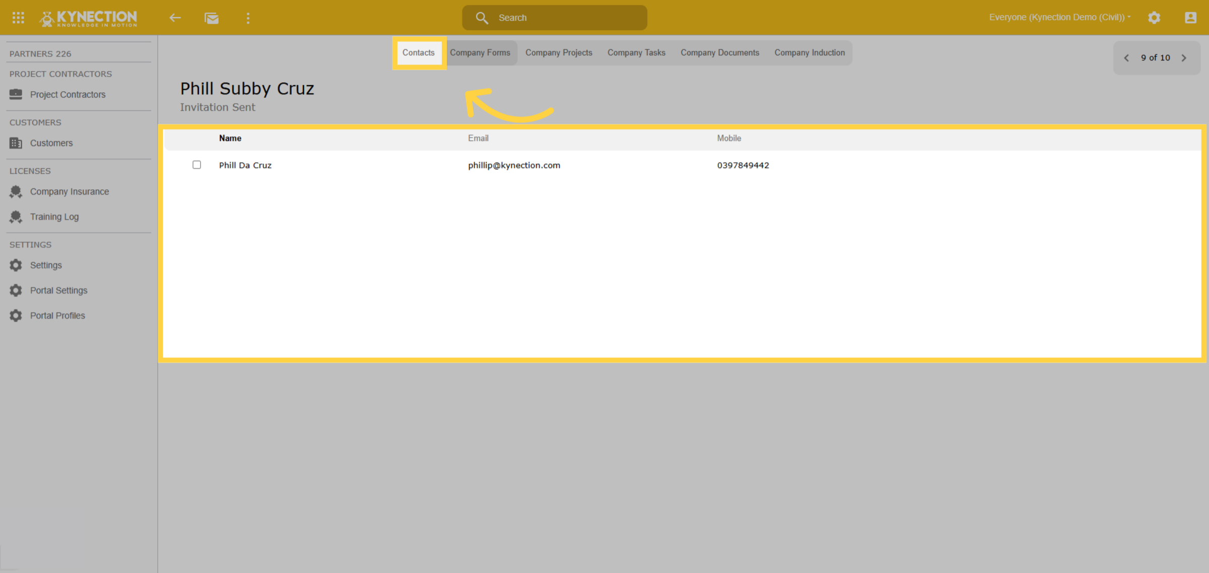 Subcontractor Dashboard 