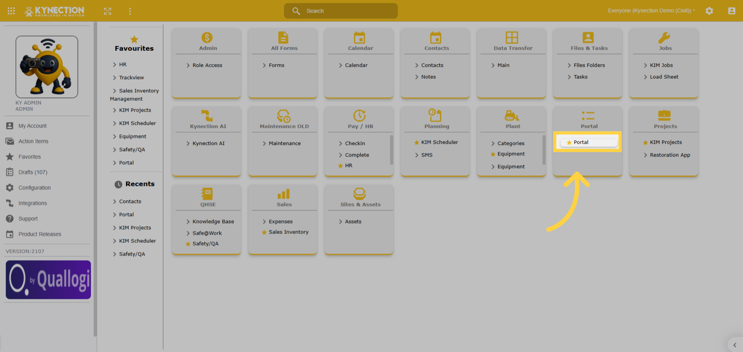 Select Portal Section
