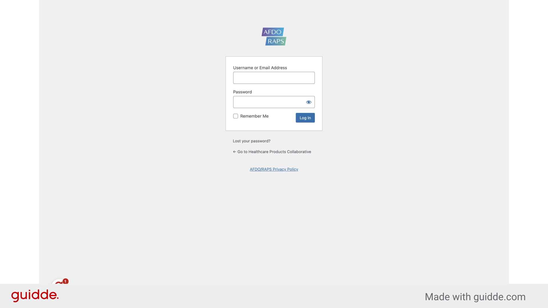 Access the login screen