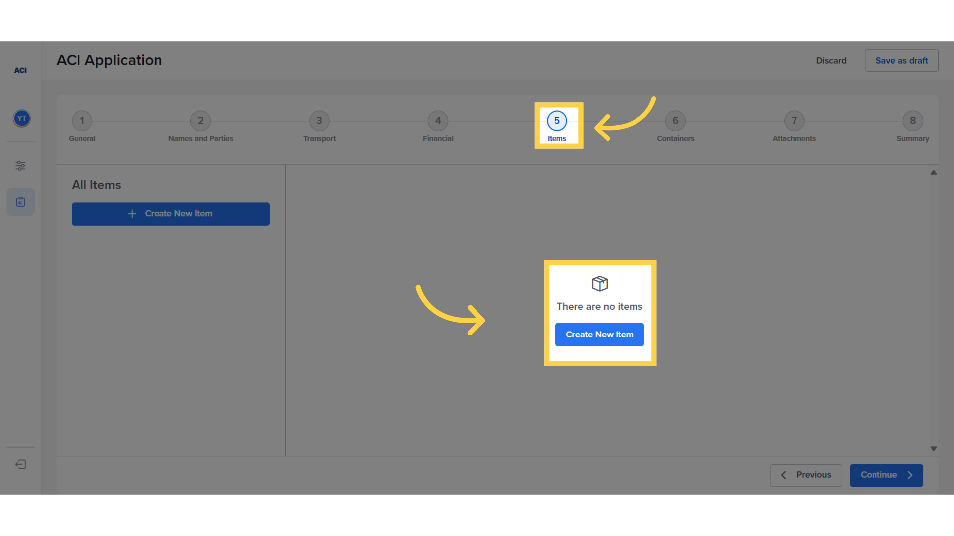 Insert ' Item details'