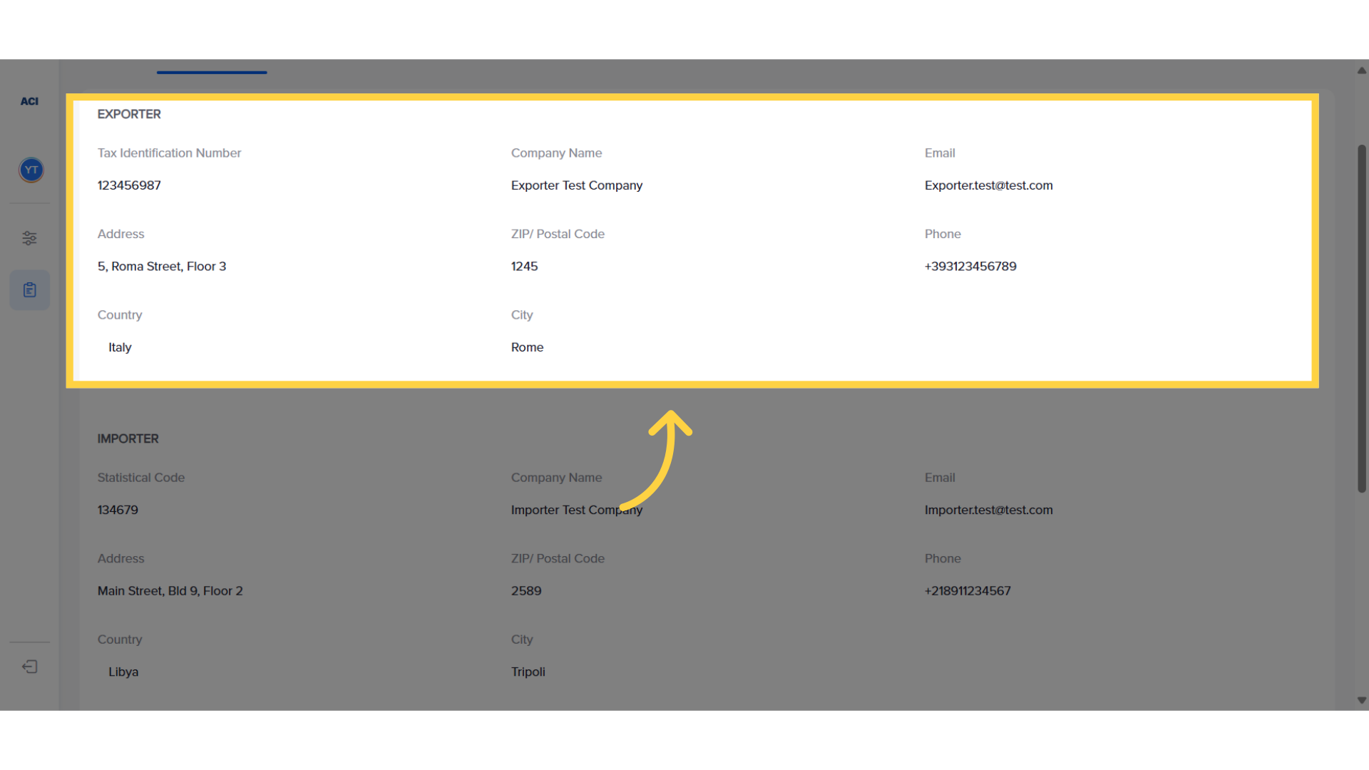 Verify Exporter Details