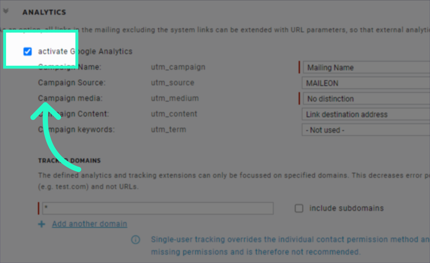 Here you can view and change settings per mailing