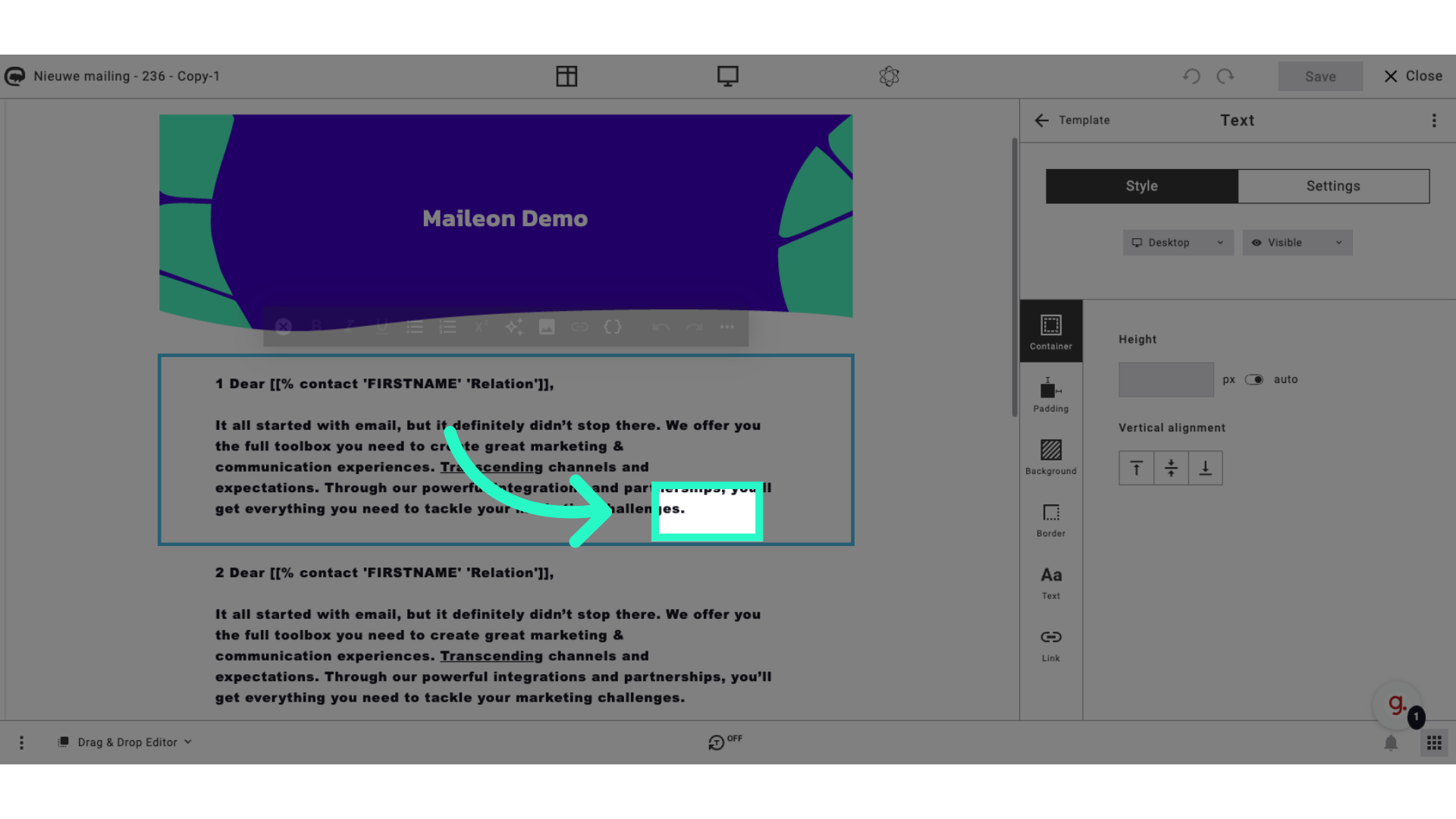 Paste the text into the document.