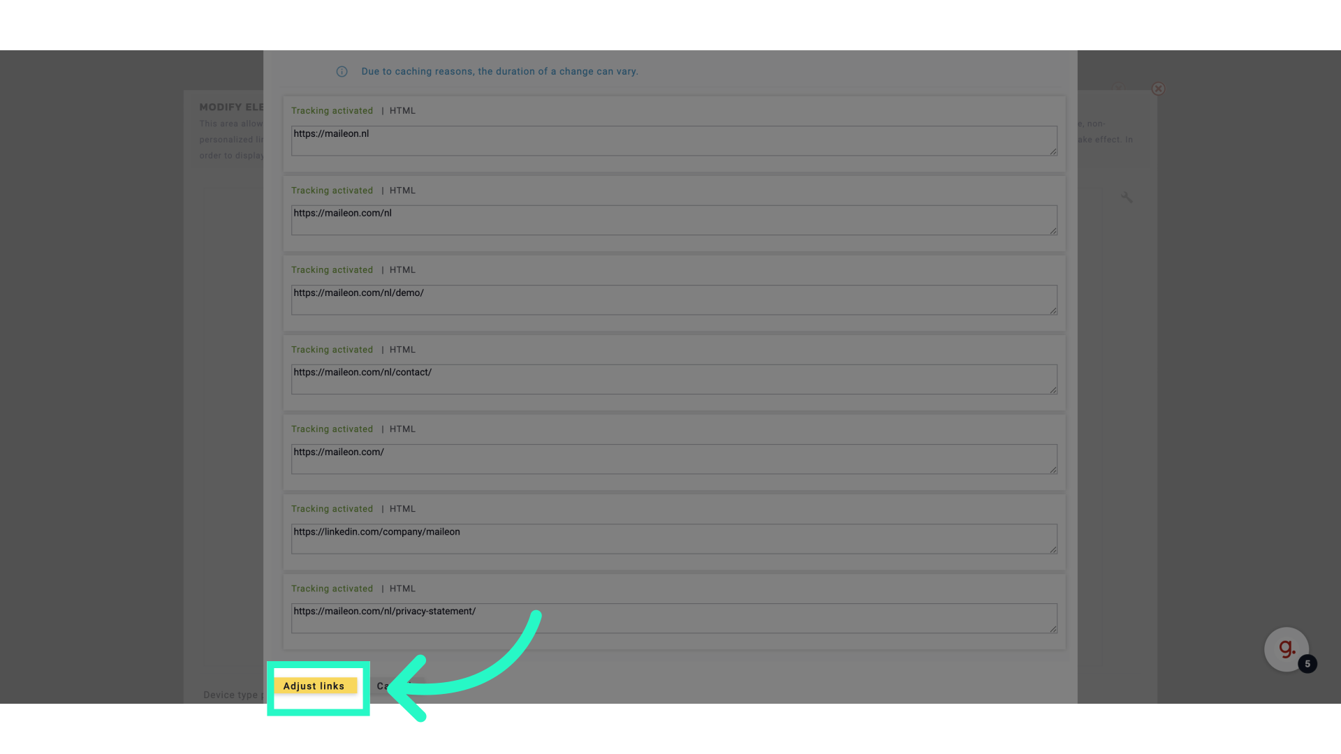 Click 'Adjust links'