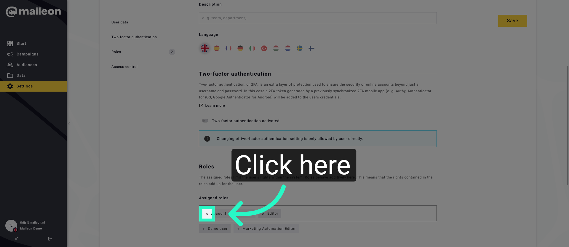 Confirm Role Selection