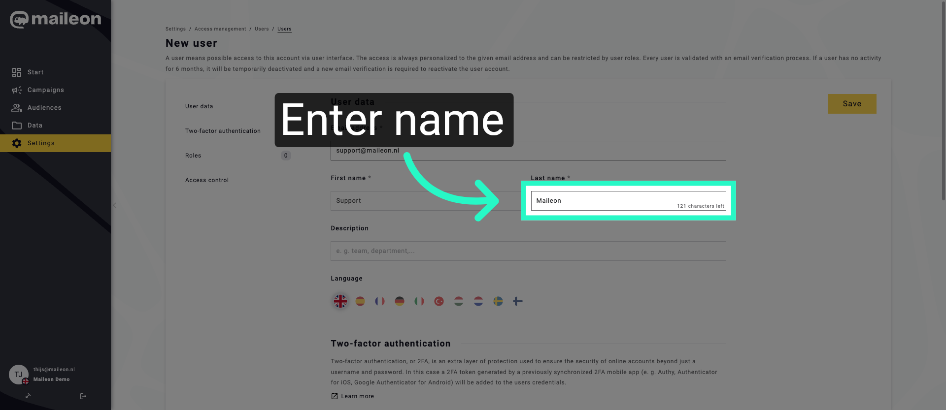 Enter User Name