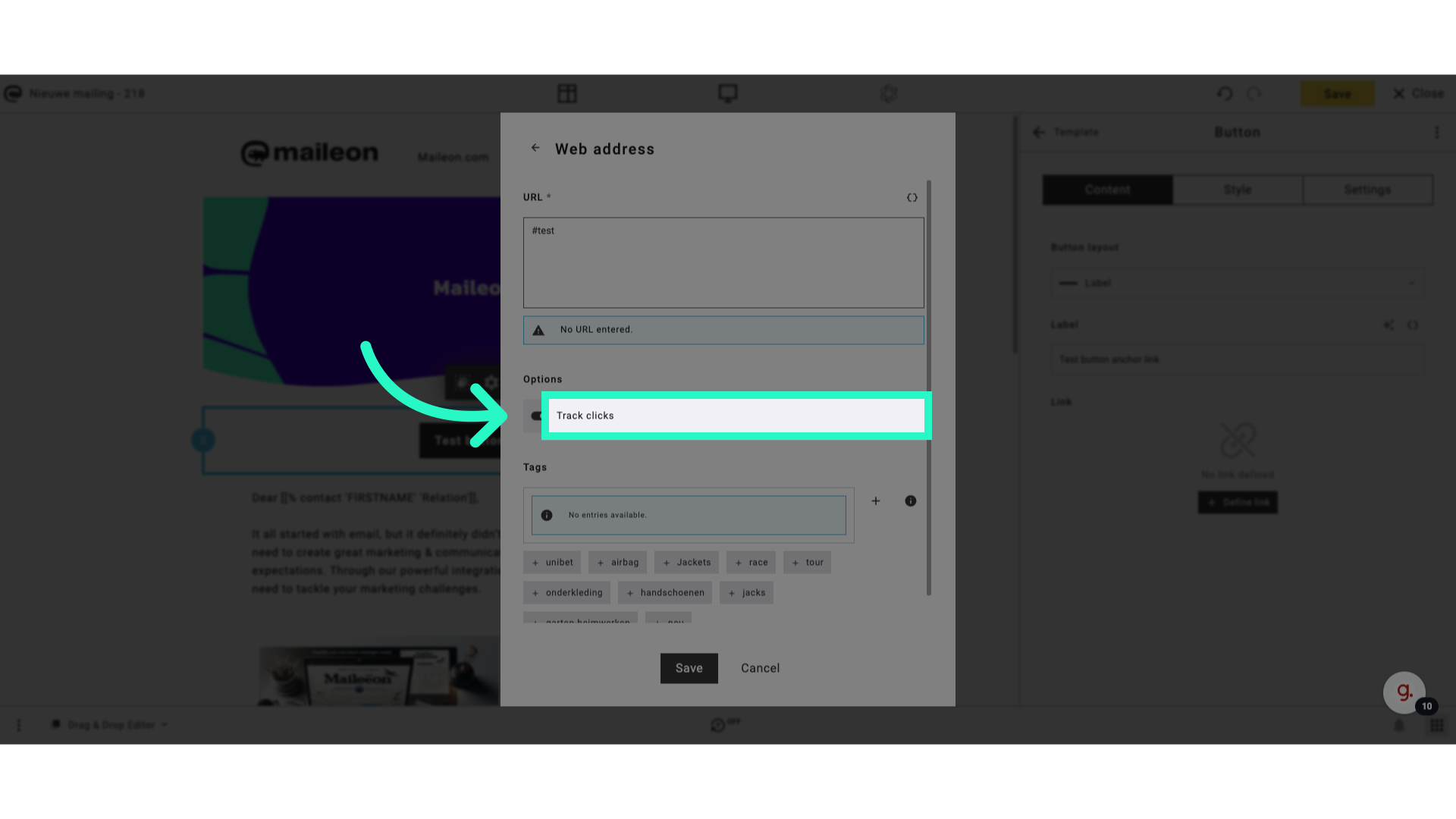 Click 'Track clicks'