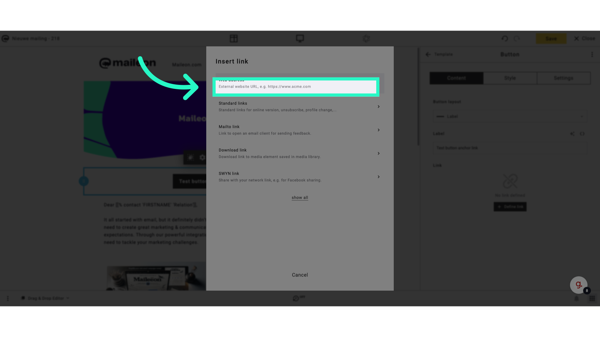 Select web address