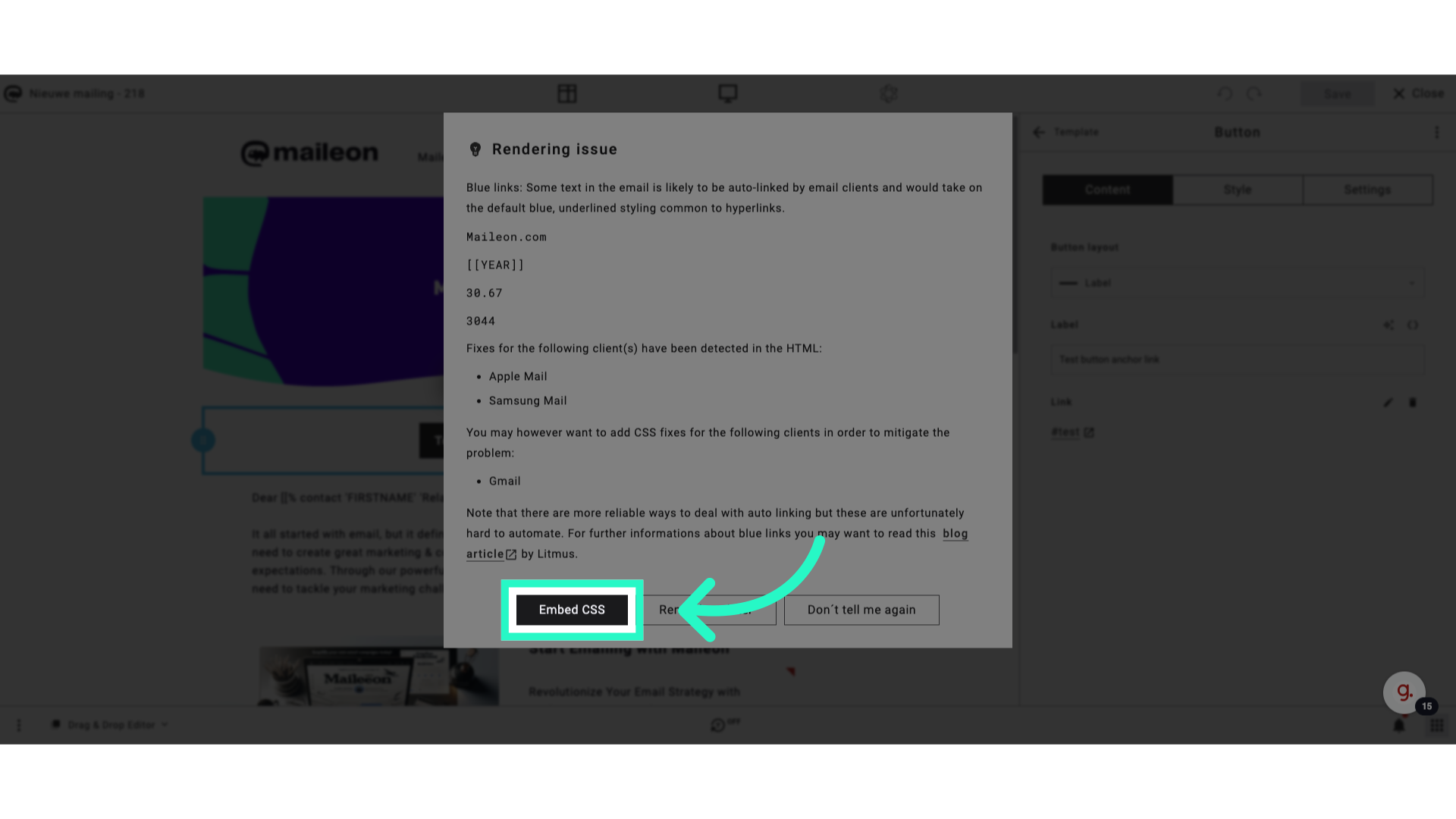 Click 'Embed CSS'
