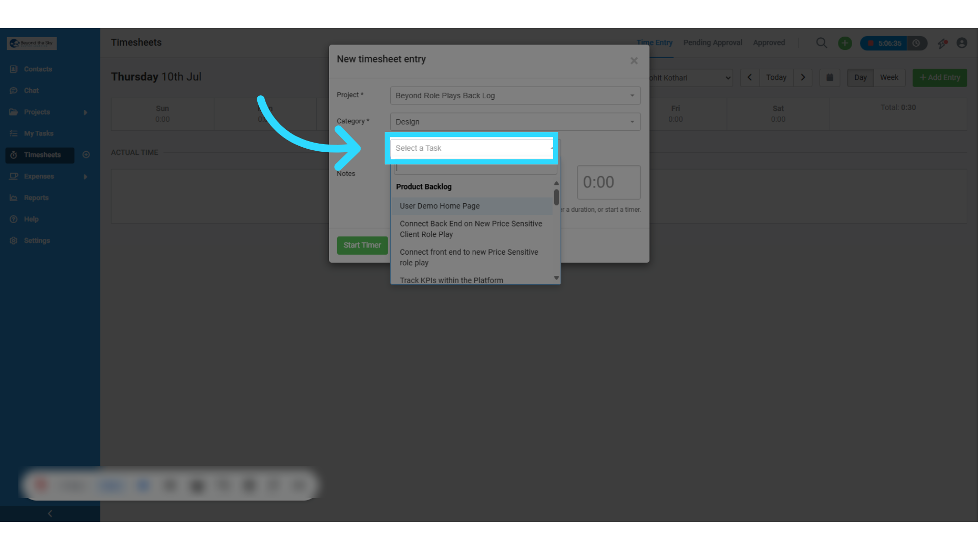 Click 'Select a Task'