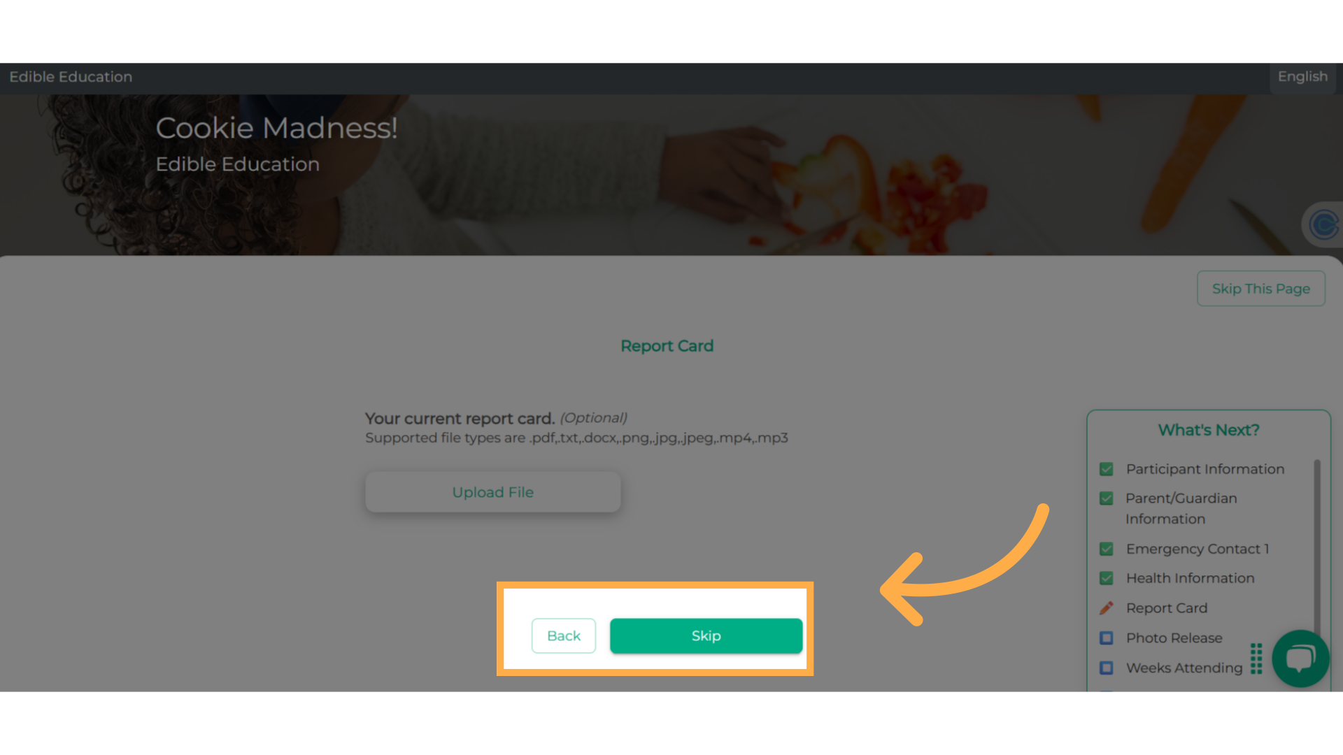 Skip optional questions