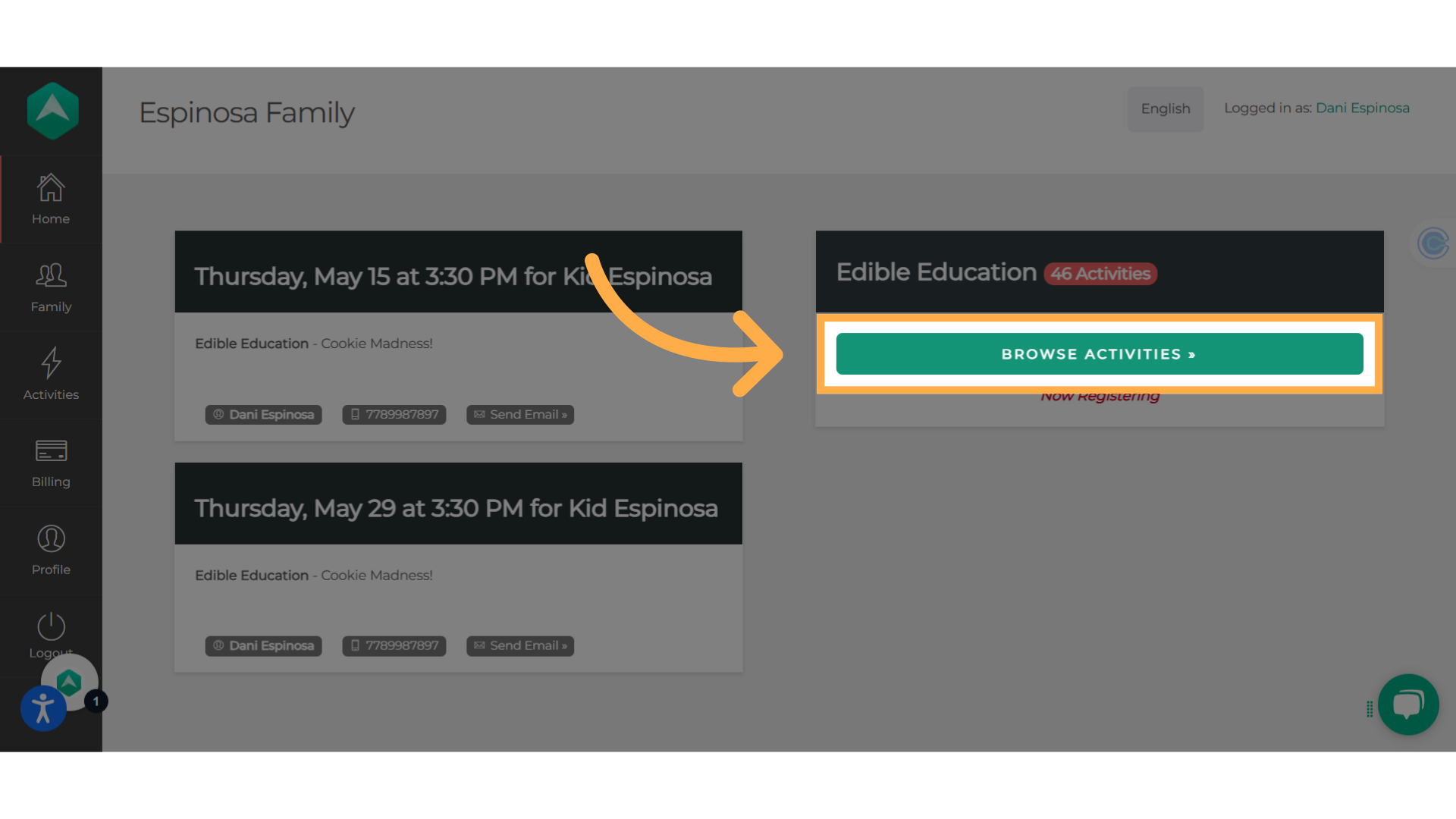 Click 'Browse Activities'