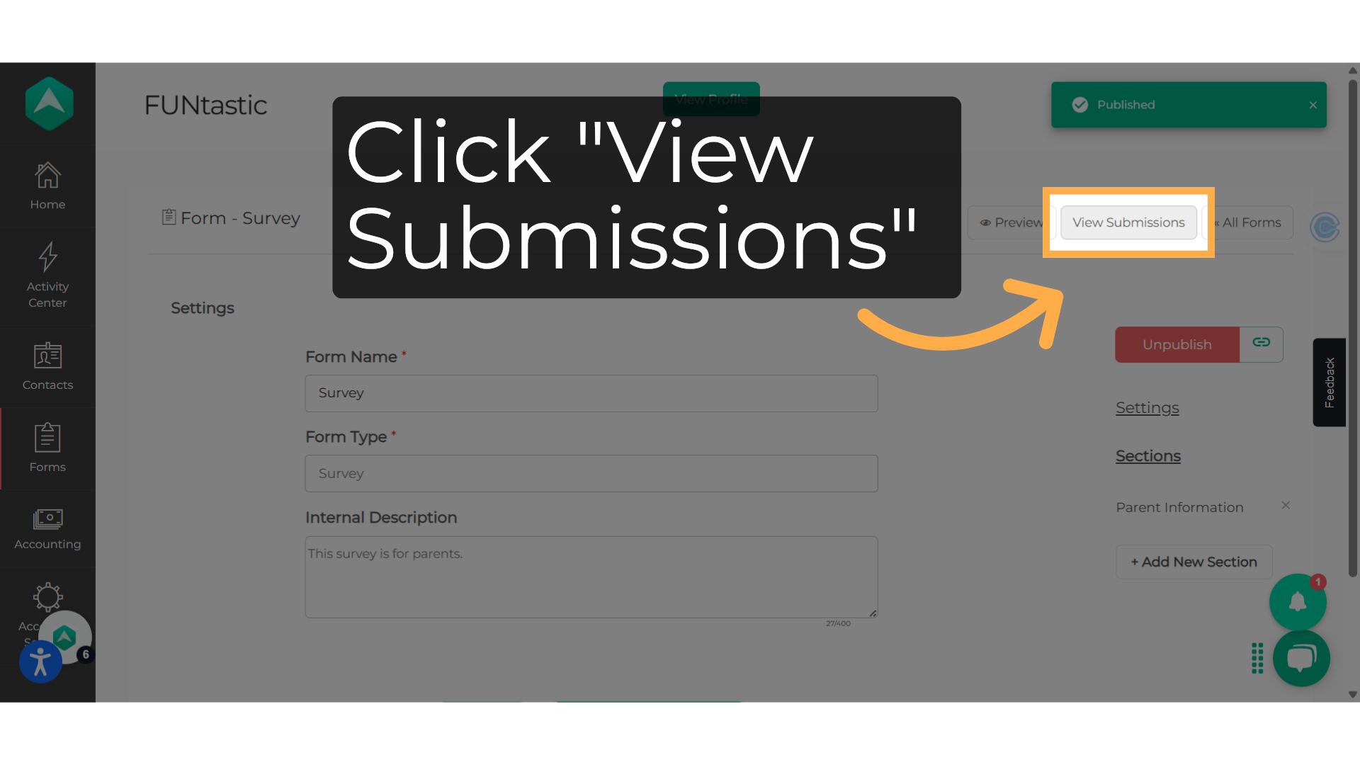Click 'View Submissions'