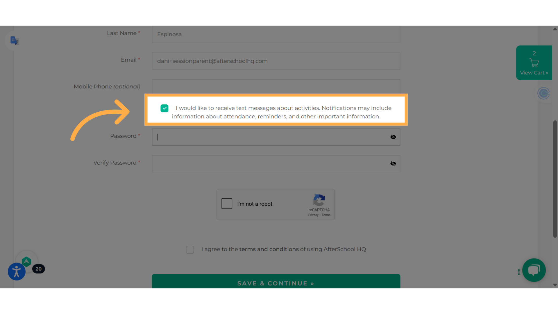 Check the notification box