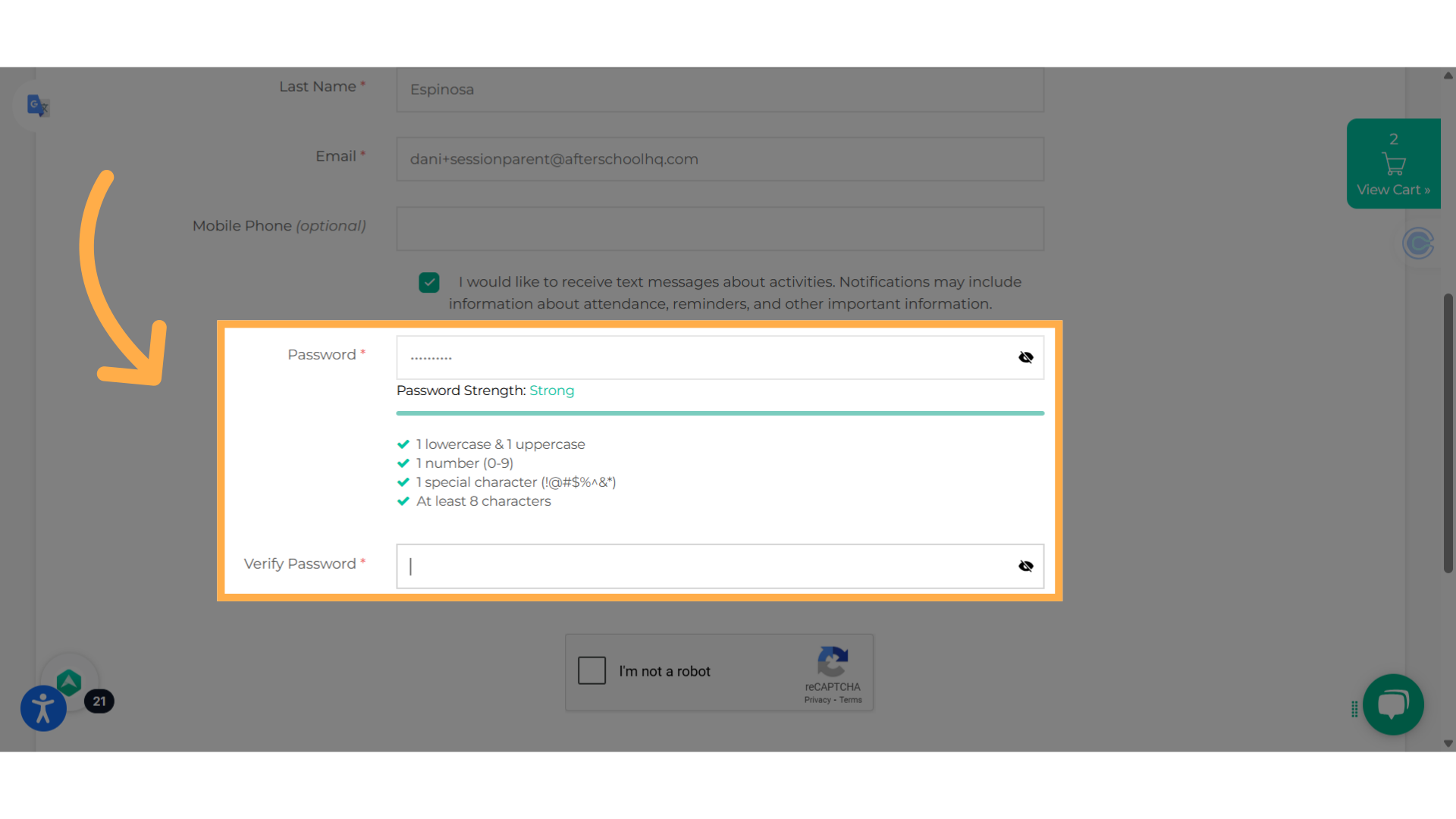 Create and verify your password