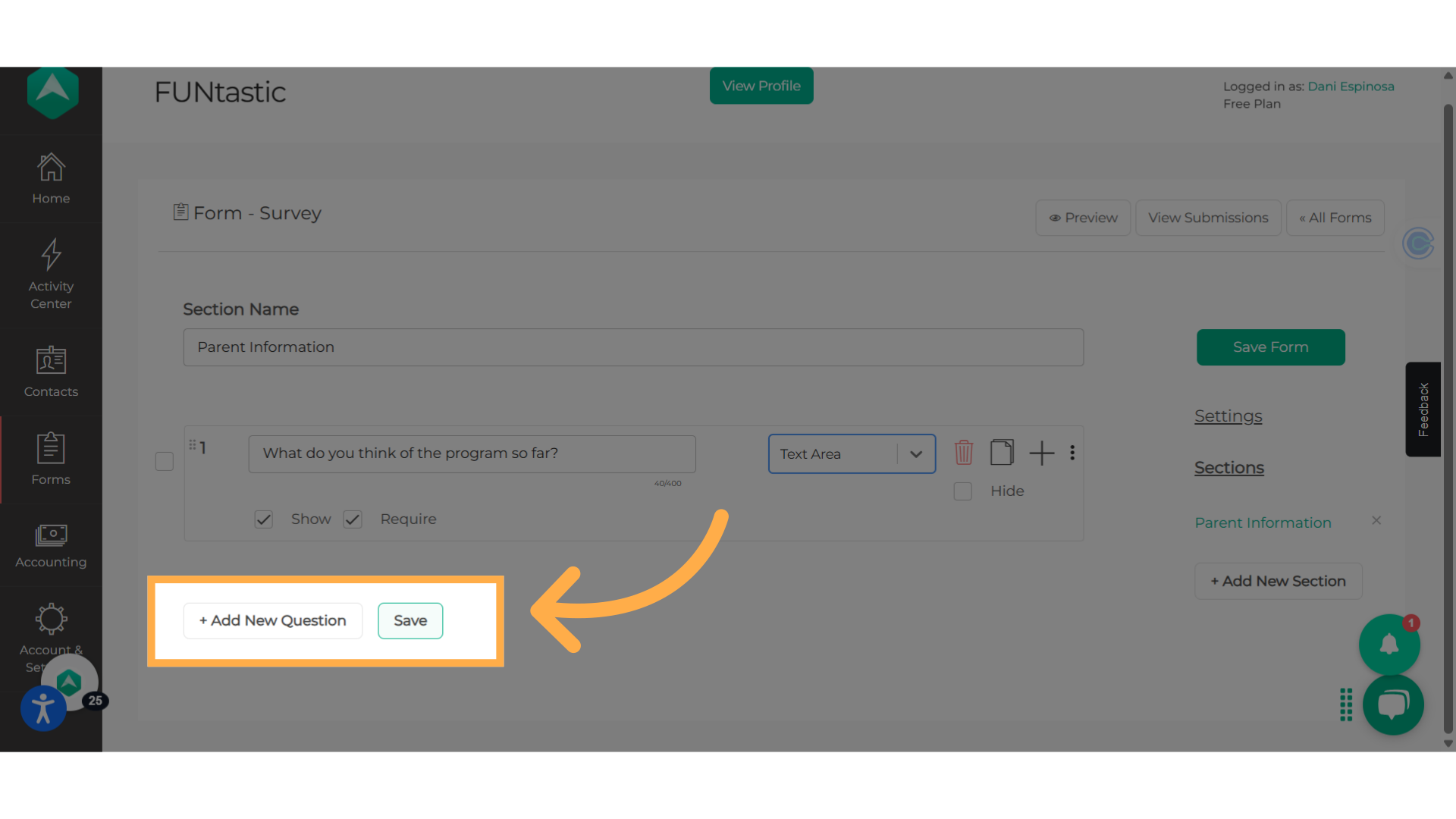 Add more questions or Save!
