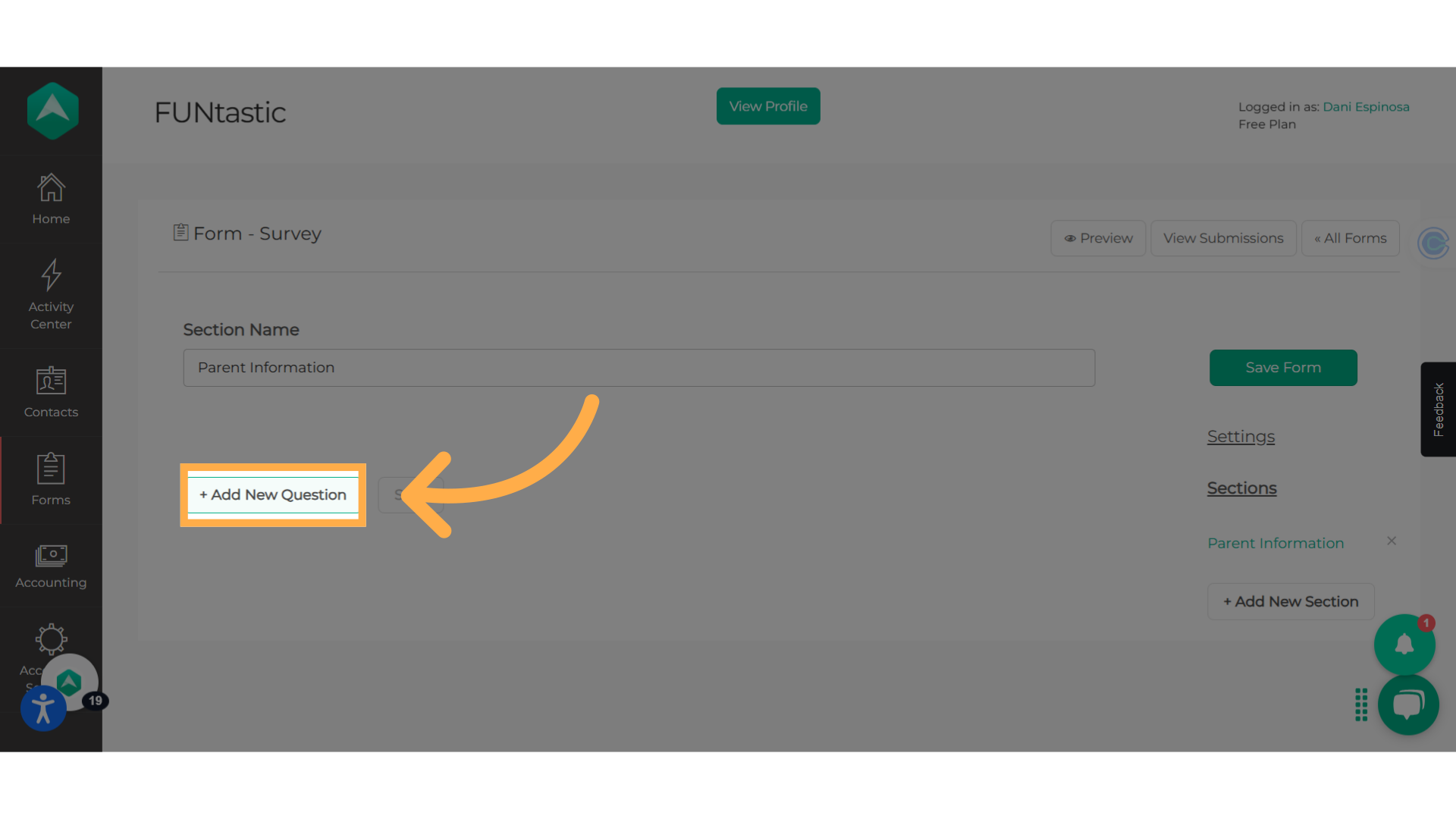Click '+ Add New Question'