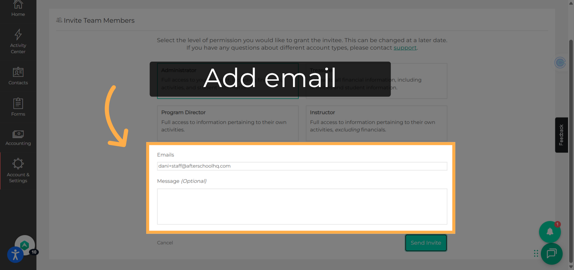 Add email