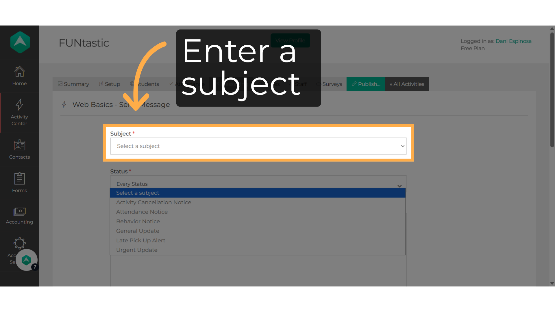 Enter a subject