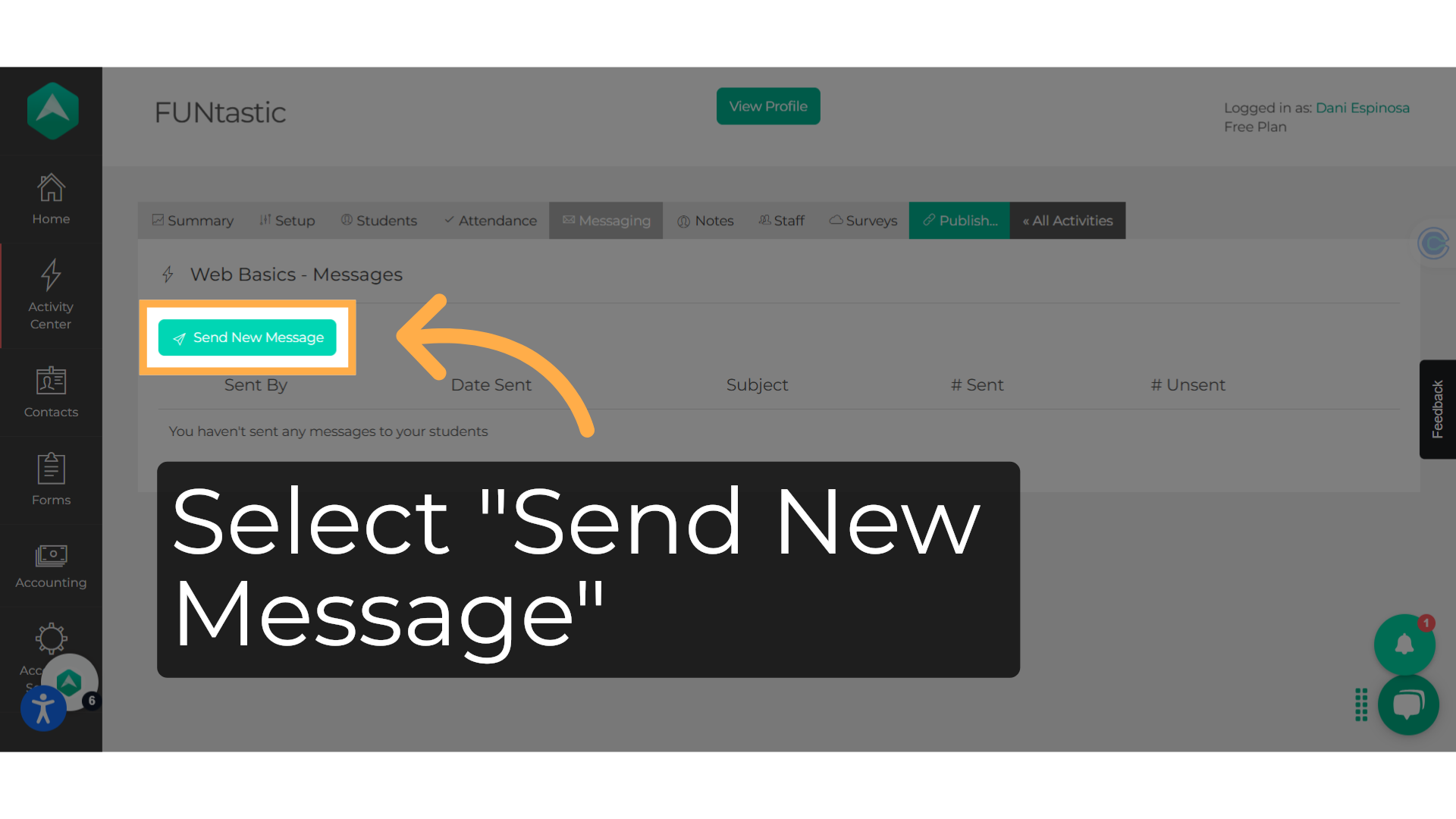 Click 'Send New Message'