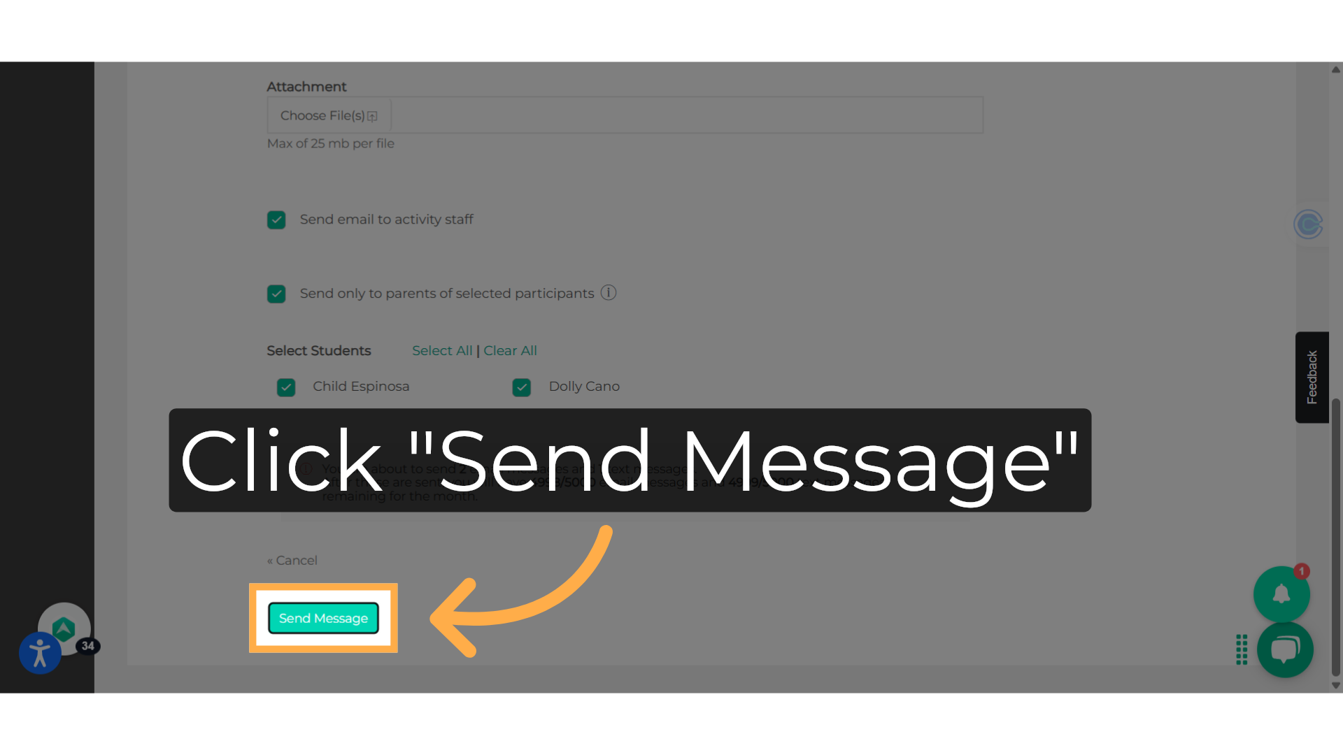 Click 'Send Message'