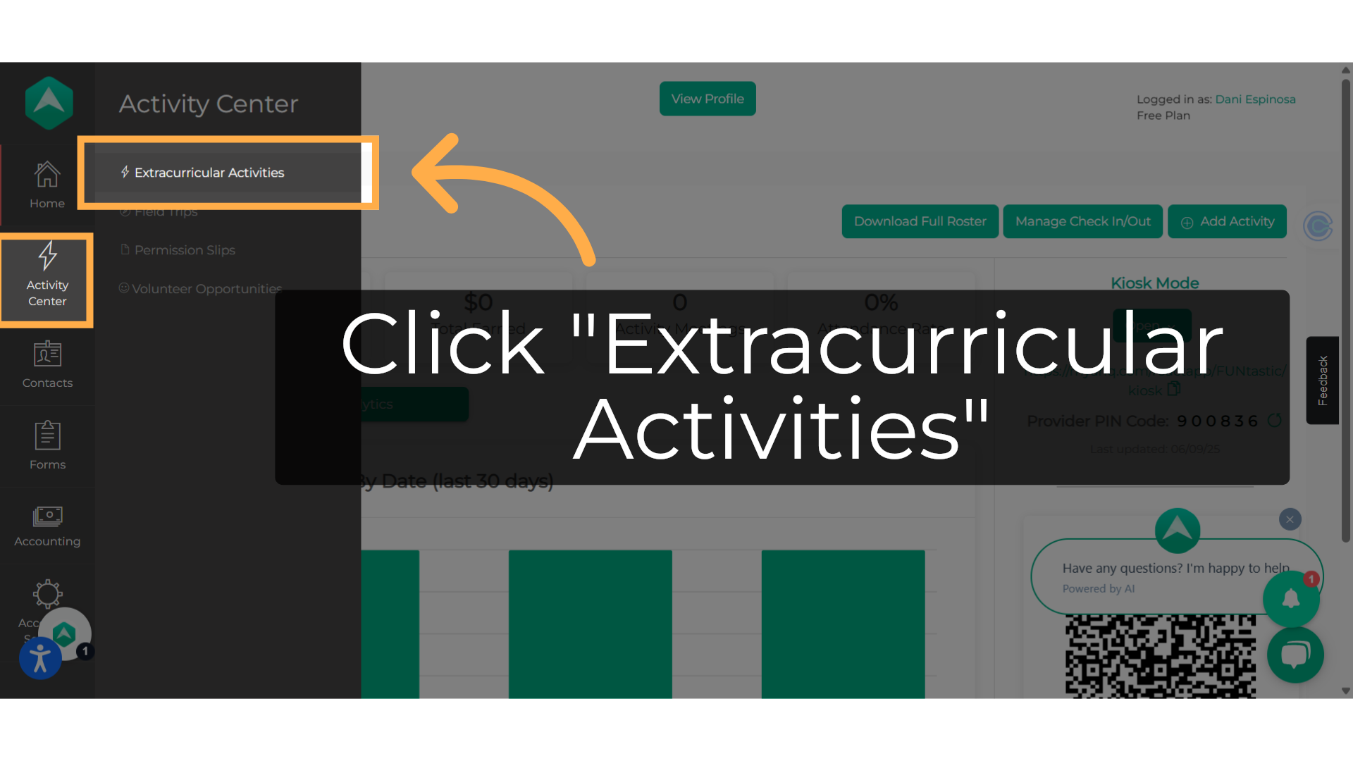 Click 'Extracurricular Activities'